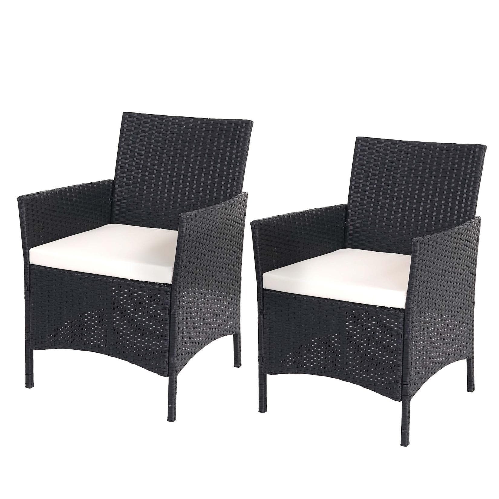 MCW 2er-Set Poly-Rattan Gartensessel Hamar Anthrazit Creme Kissen