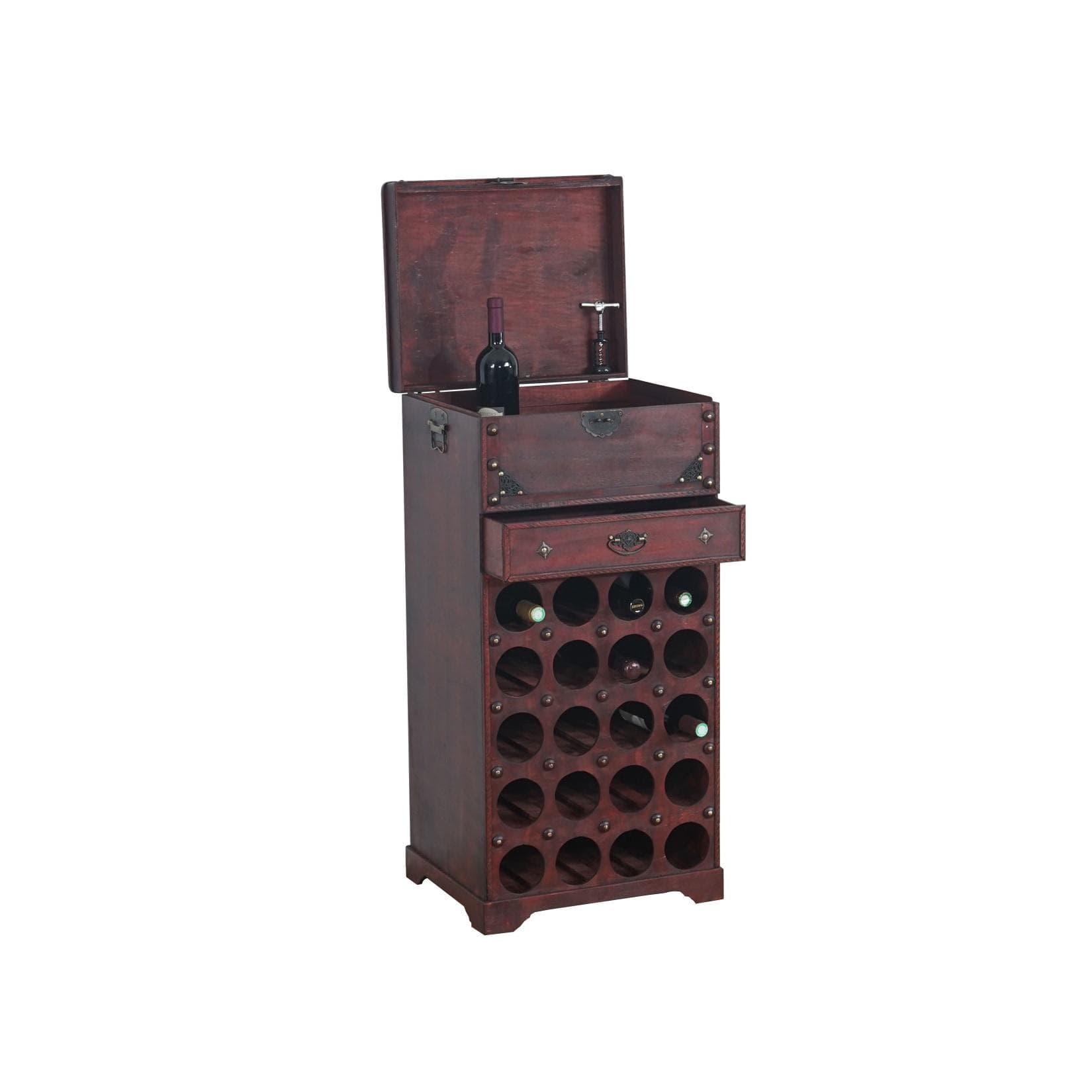 Weinregal Rhone Flaschenregal Kolonialstil für 20 Flaschen mit Schublade