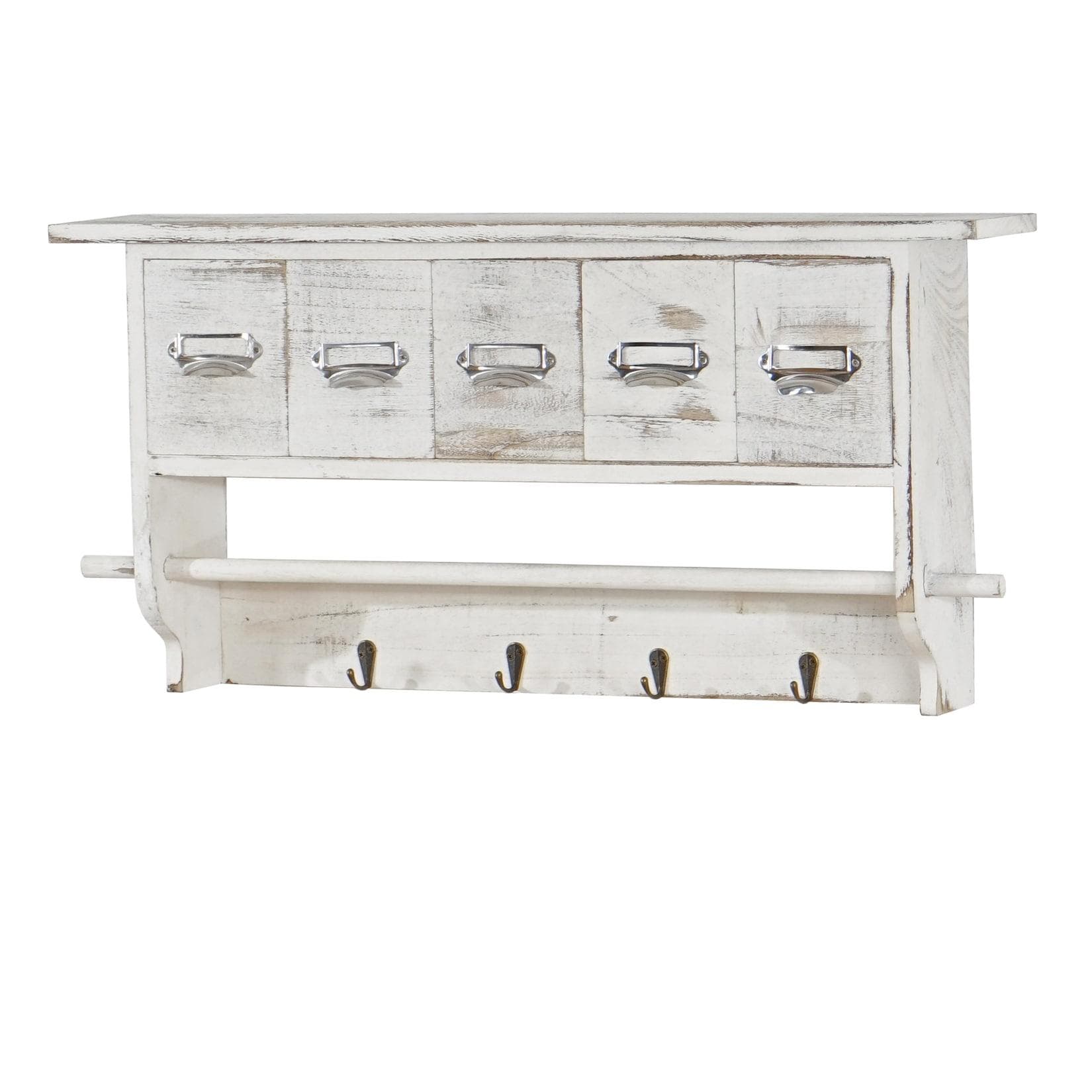MCW Wandgarderobe Vintage mit 5 Schubladen Weiß Shabby Look