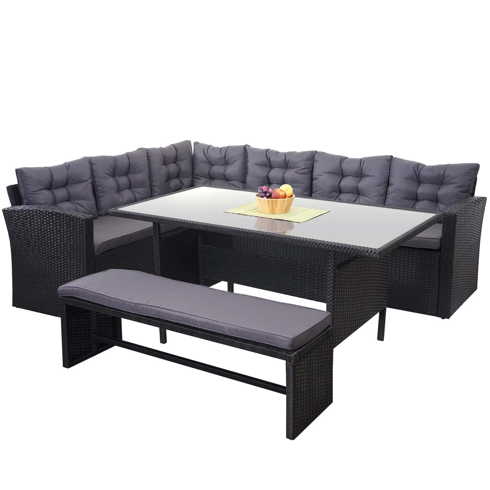 MCW Poly-Rattan-Garnitur MCW-A29 Schwarz/Grau 6-9 Sitzplätze