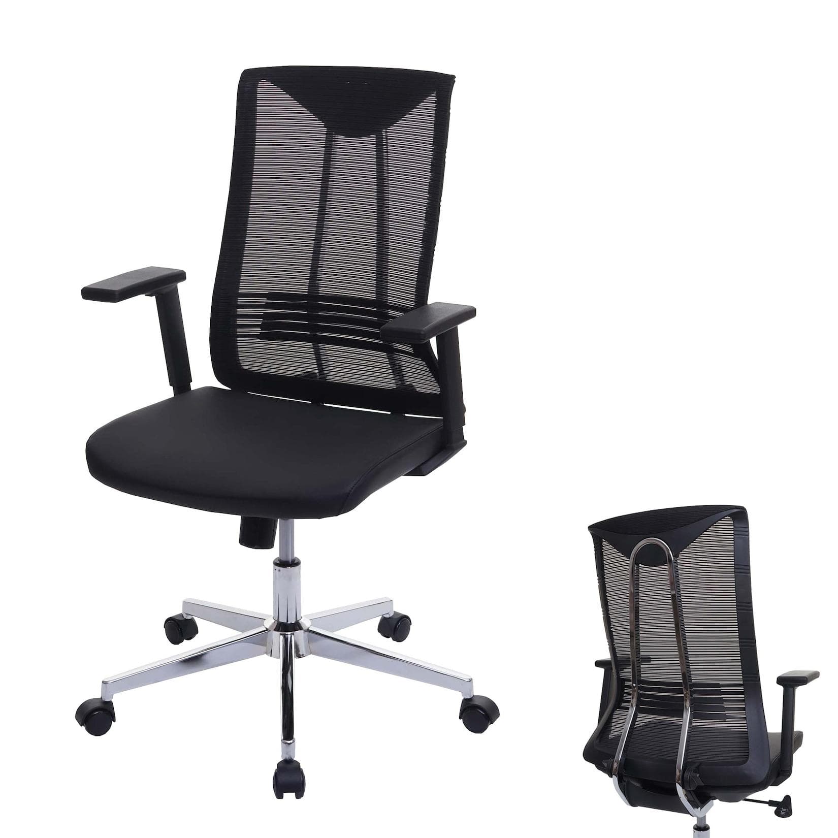 Bürostuhl MCW-J53 Drehstuhl Schreibtischstuhl Ergonomisch Kunstleder Schwarz