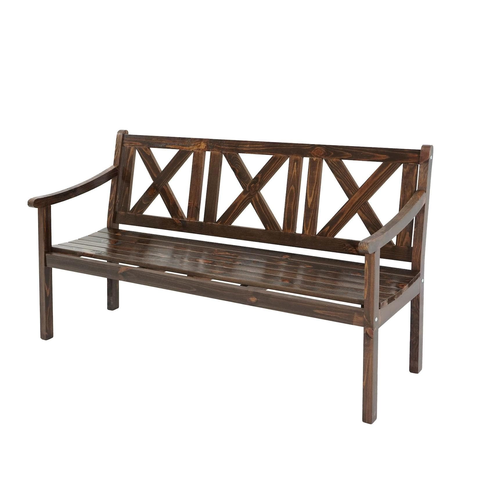 MCW Gartenbank Mazara 3-Sitzer Massivholz Dunkelbraun Gastro-Qualität