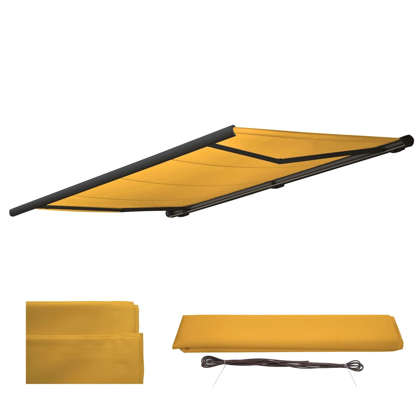 Ersatz-Bezug für Markise H122, Vollkassette Ersatzbezug Sonnenschutz 4x3m Polyester Gelb