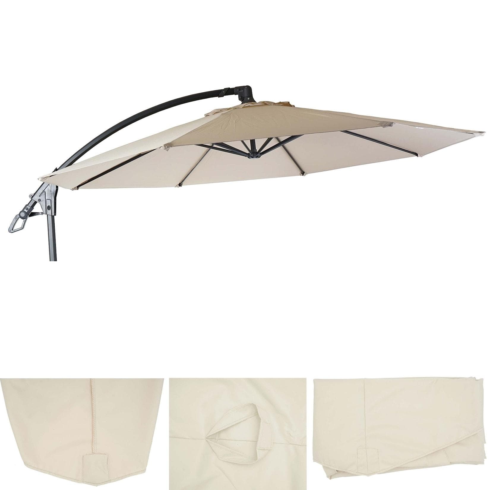 Ersatz-Bezug für Deluxe Ampelschirm MCW-D14, Sonnenschirmbezug rund Ø 3m creme ohne Flap