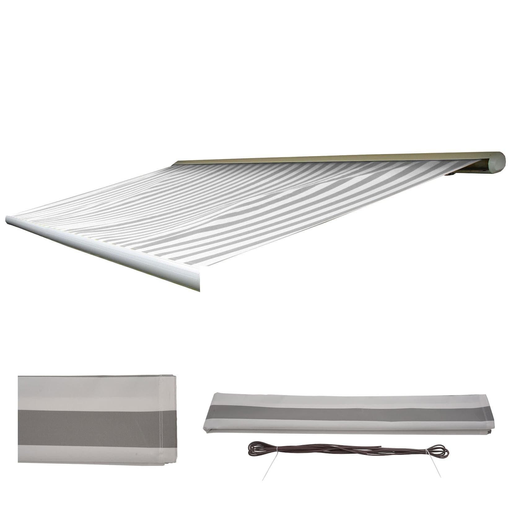 Ersatz-Bezug für Markise H123 Vollkassette Sonnenschutz 4,5x3m Polyester grau-weiß