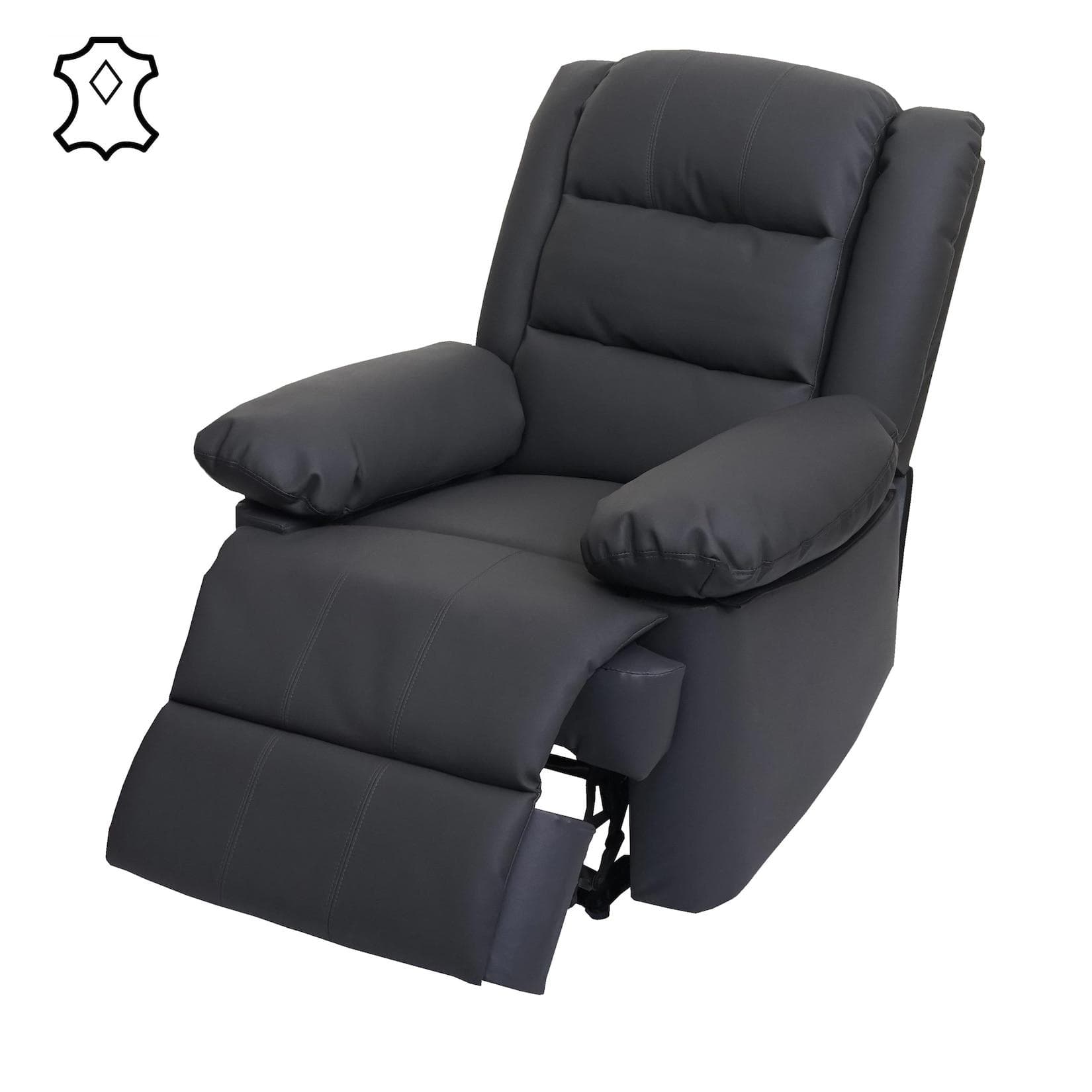 Fernsehsessel MCW-G15 Grau Leder Kunstleder Relaxsessel