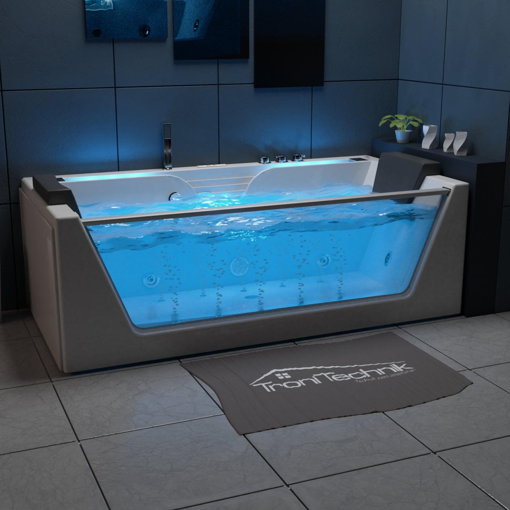 TroniTechnik Whirlpool KOS2 1-2 Personen mit Airpoolpumpe, Heizung, Whirlpooldüsen, Unterwasser-LED und Radio