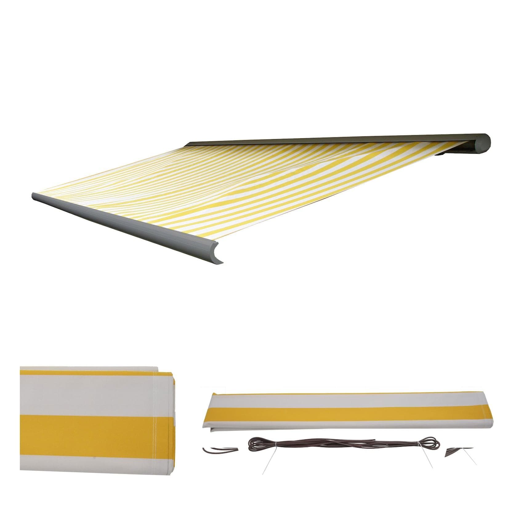 Ersatz-Bezug für Markise H122 Vollkassette Sonnenschutz 4x3m Acryl Gelb-Weiß