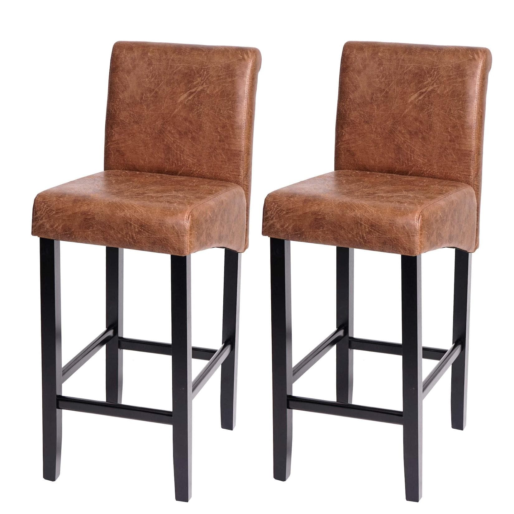 2er-Set Barhocker MCW-C33 Wildlederimitat Retro Dunkel