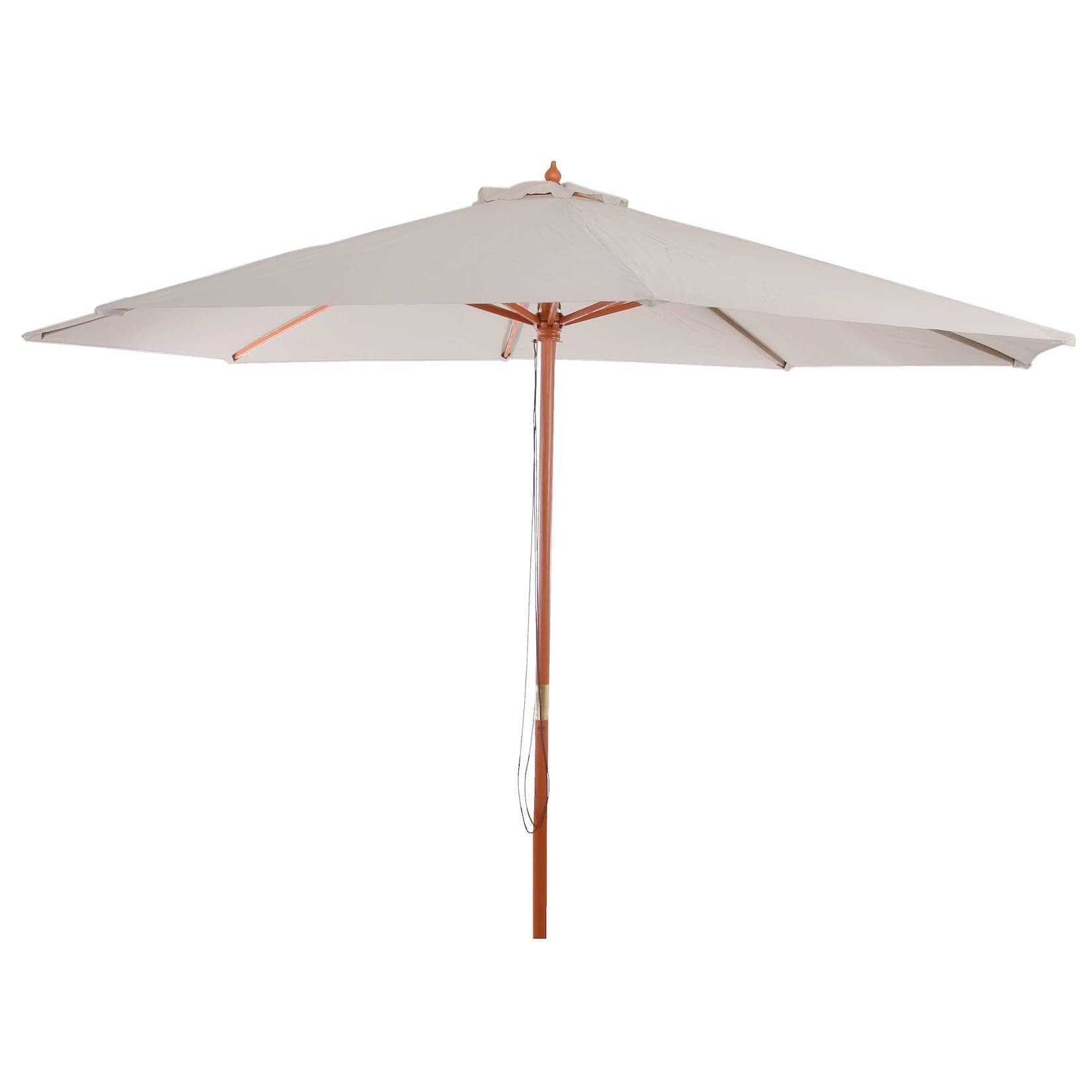 Cremefarbener Marktschirm aus Polyester und Holz, Ø 350 cm