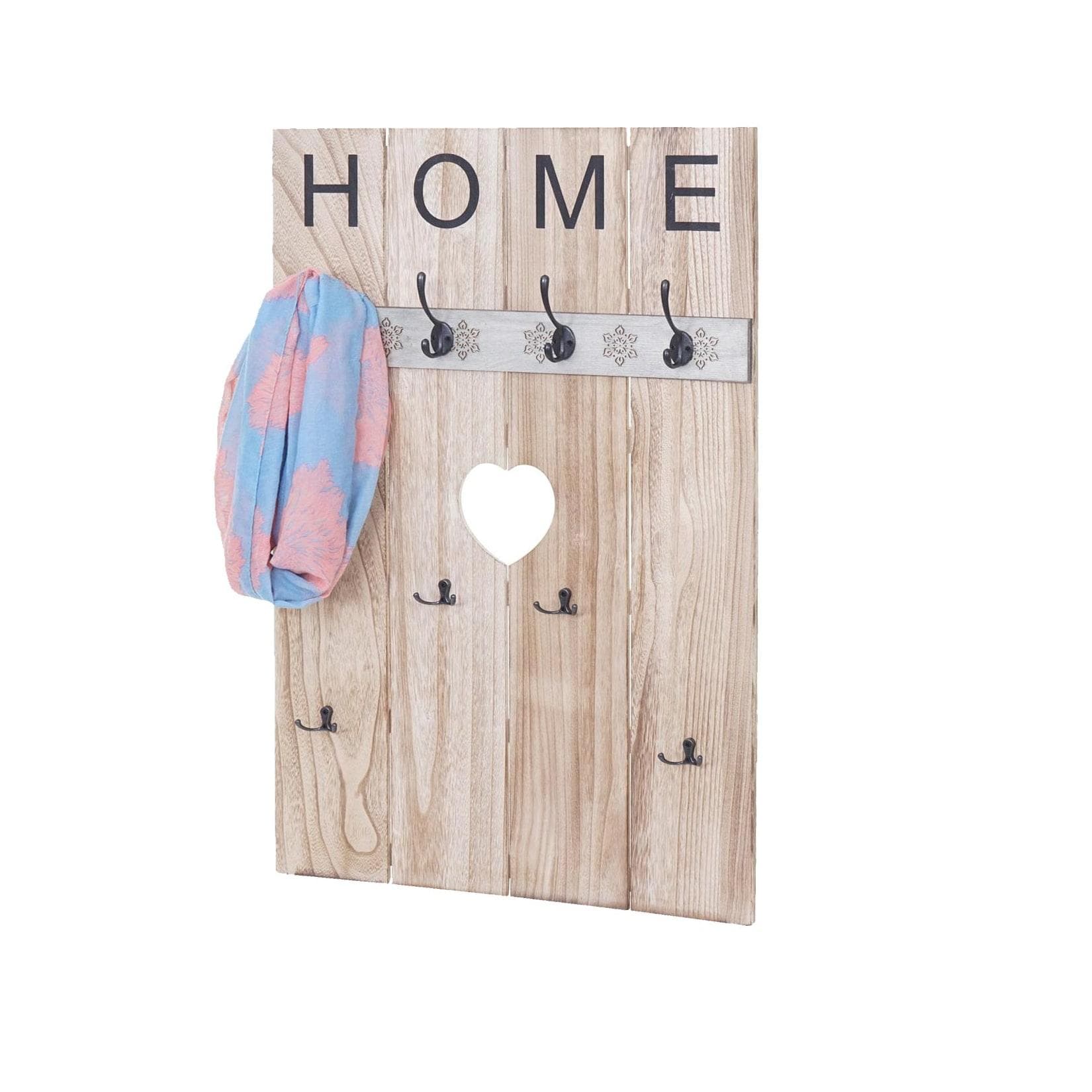MCW Wandgarderobe Shabby-Look 8 Haken Naturbraun