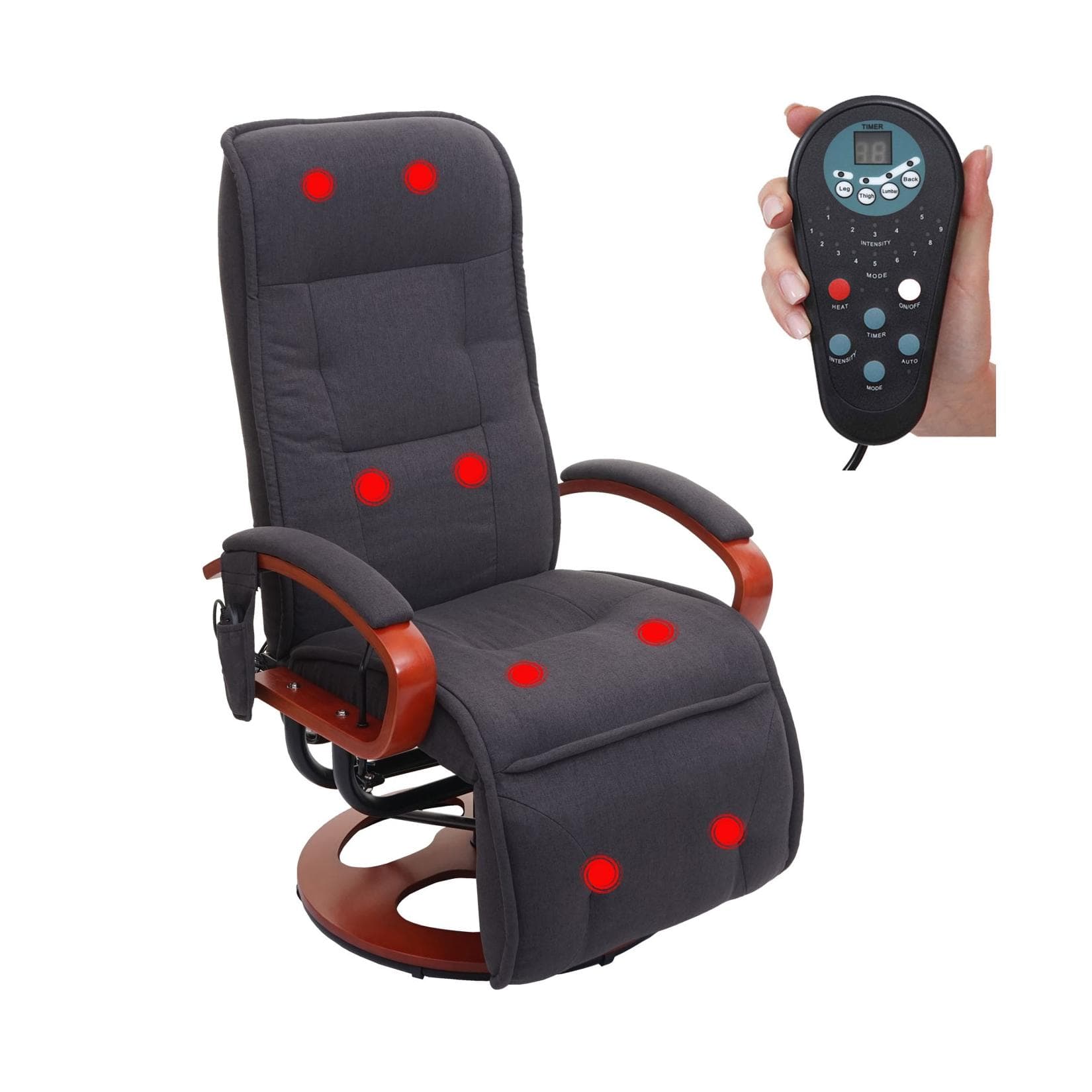 MCW Relaxliege Terni II Massagesessel Dunkelgrau Stoff