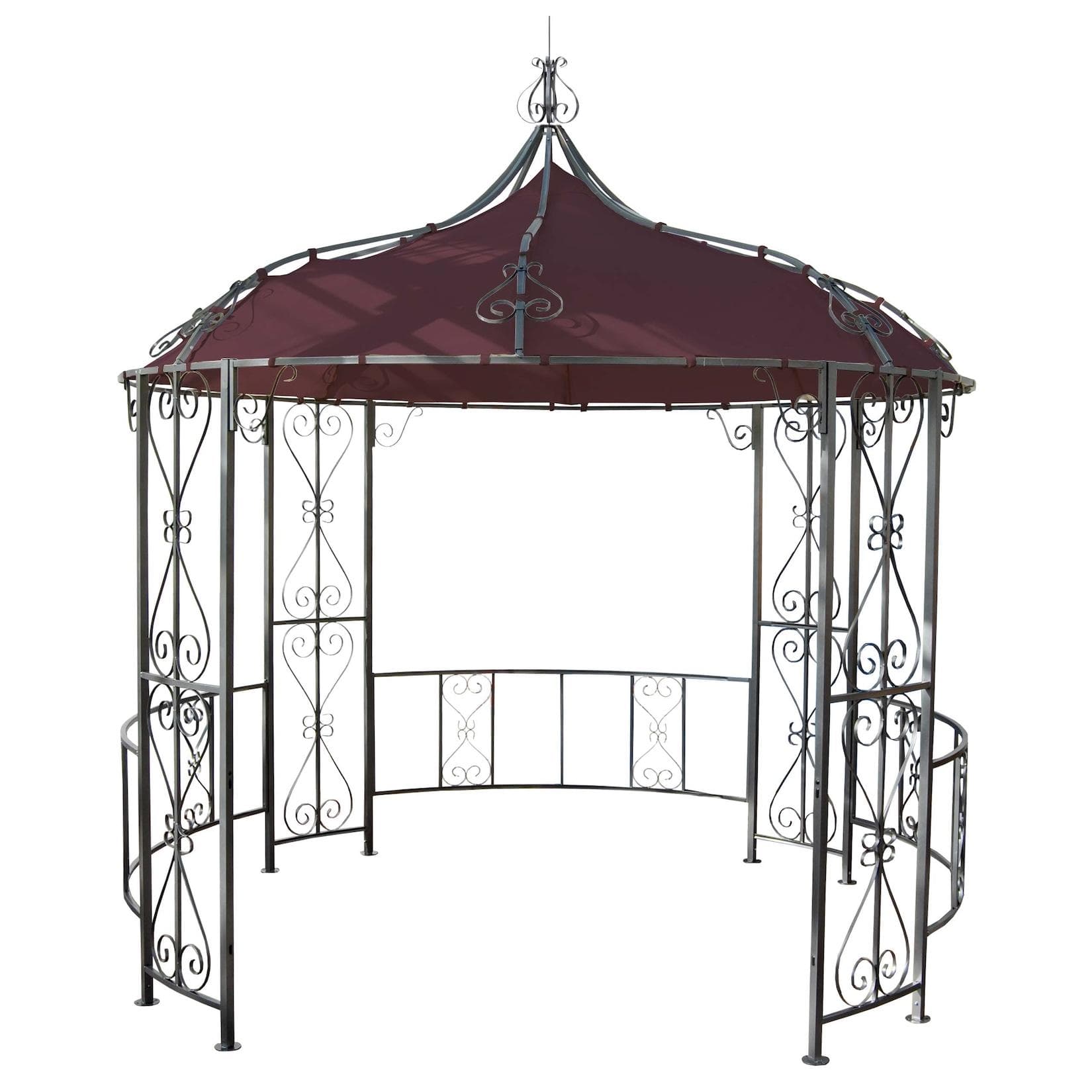 Pergola Cabrera Rundpavillon Garten Pavillon Stahl-Gestell 3m Rot-Braun