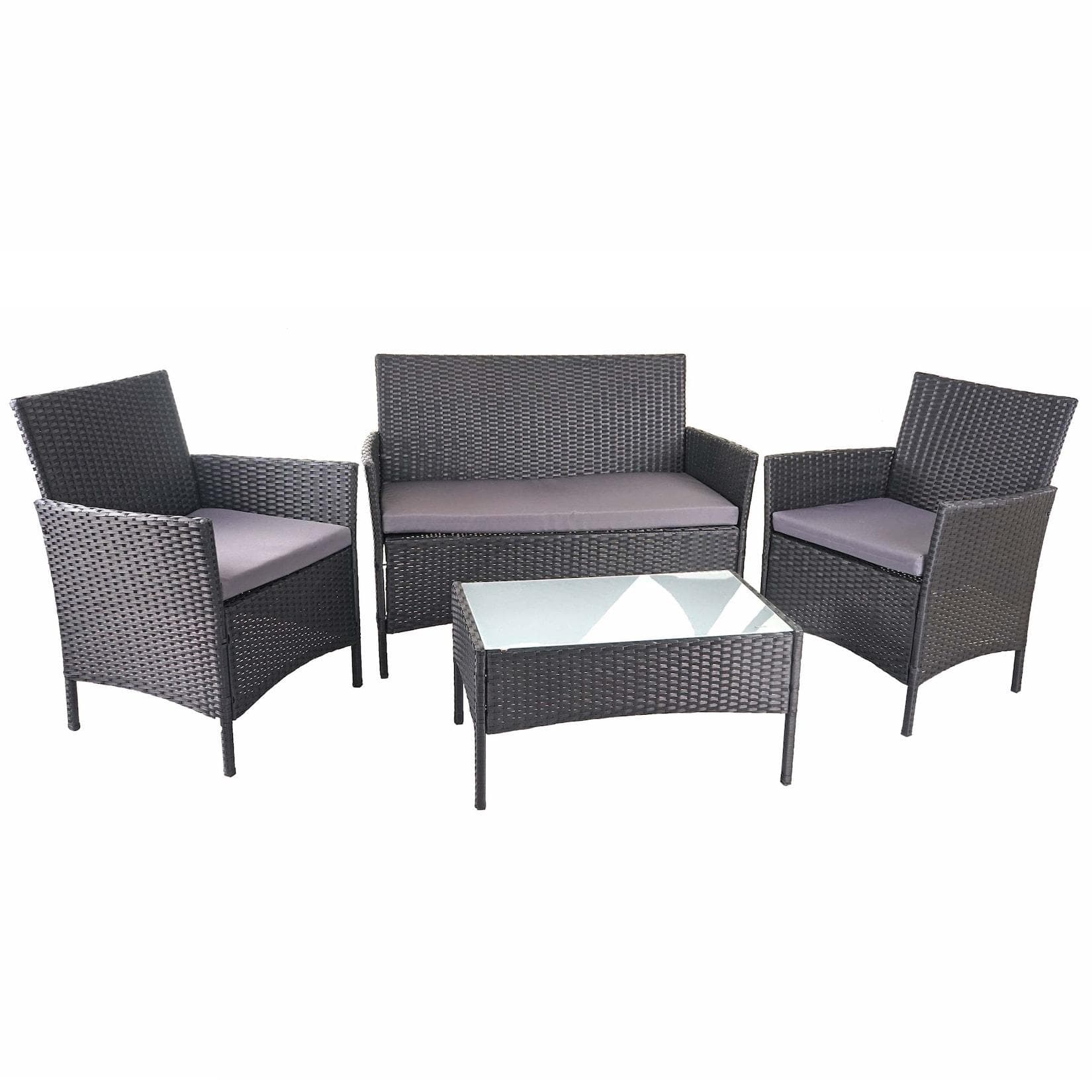 Poly-Rattan Garten-Garnitur MCW-D82, Sitzgruppe Lounge-Set schwarz mit Kissen