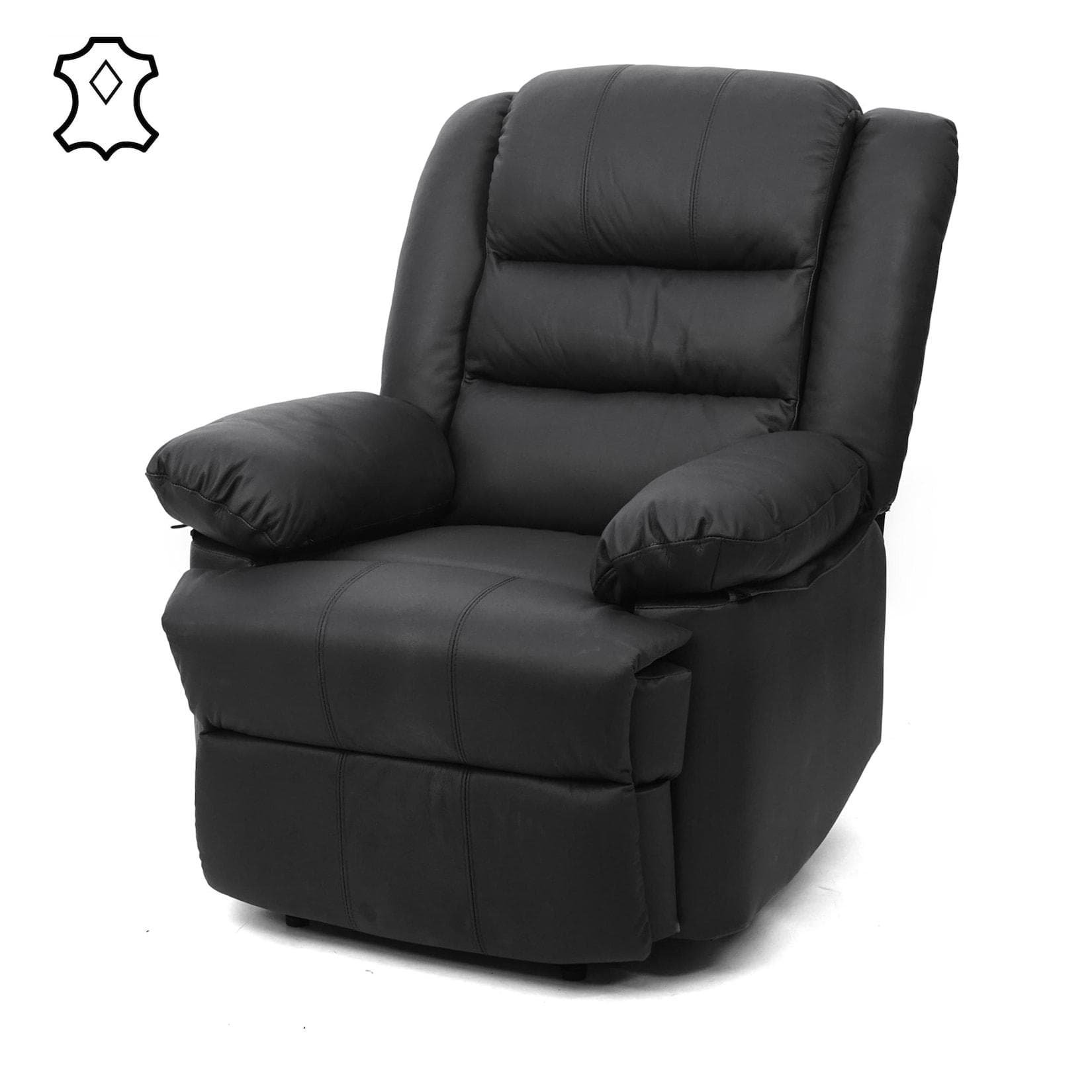 MCW Fernsehsessel MCW-G15 Relaxsessel Schwarz Leder