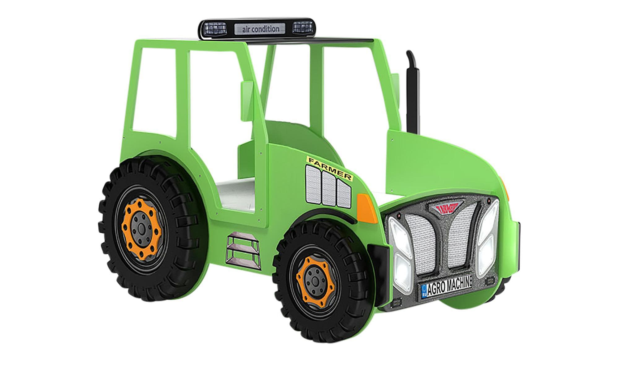 Autobett Traktor Grün LED-Beleuchtung