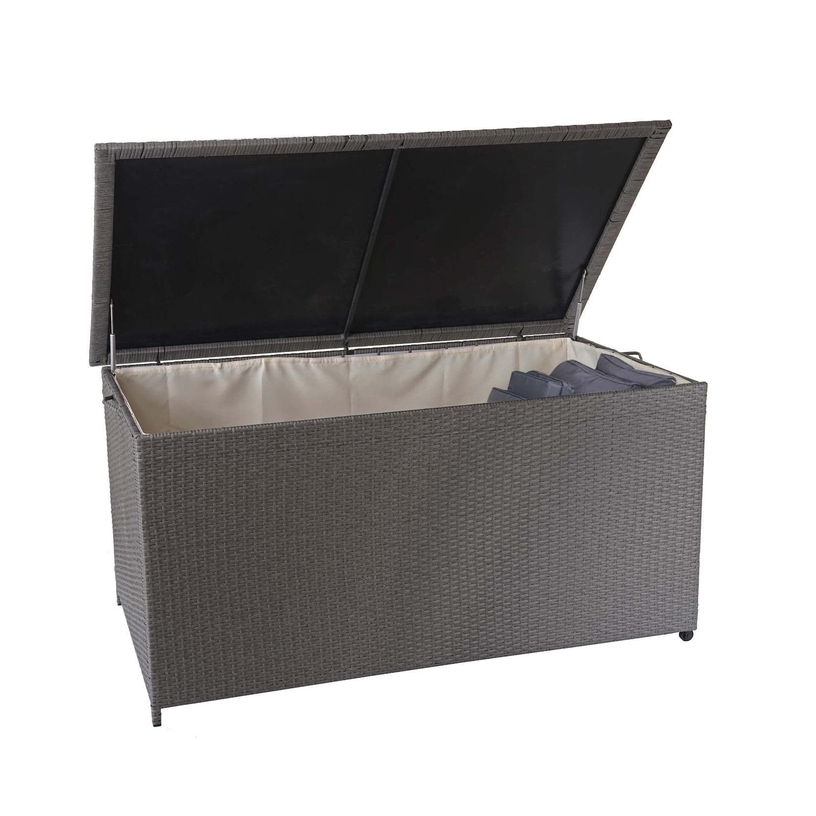 Poly-Rattan Kissenbox MCW-D88, Gartentruhe Auflagenbox Truhe Premium grau