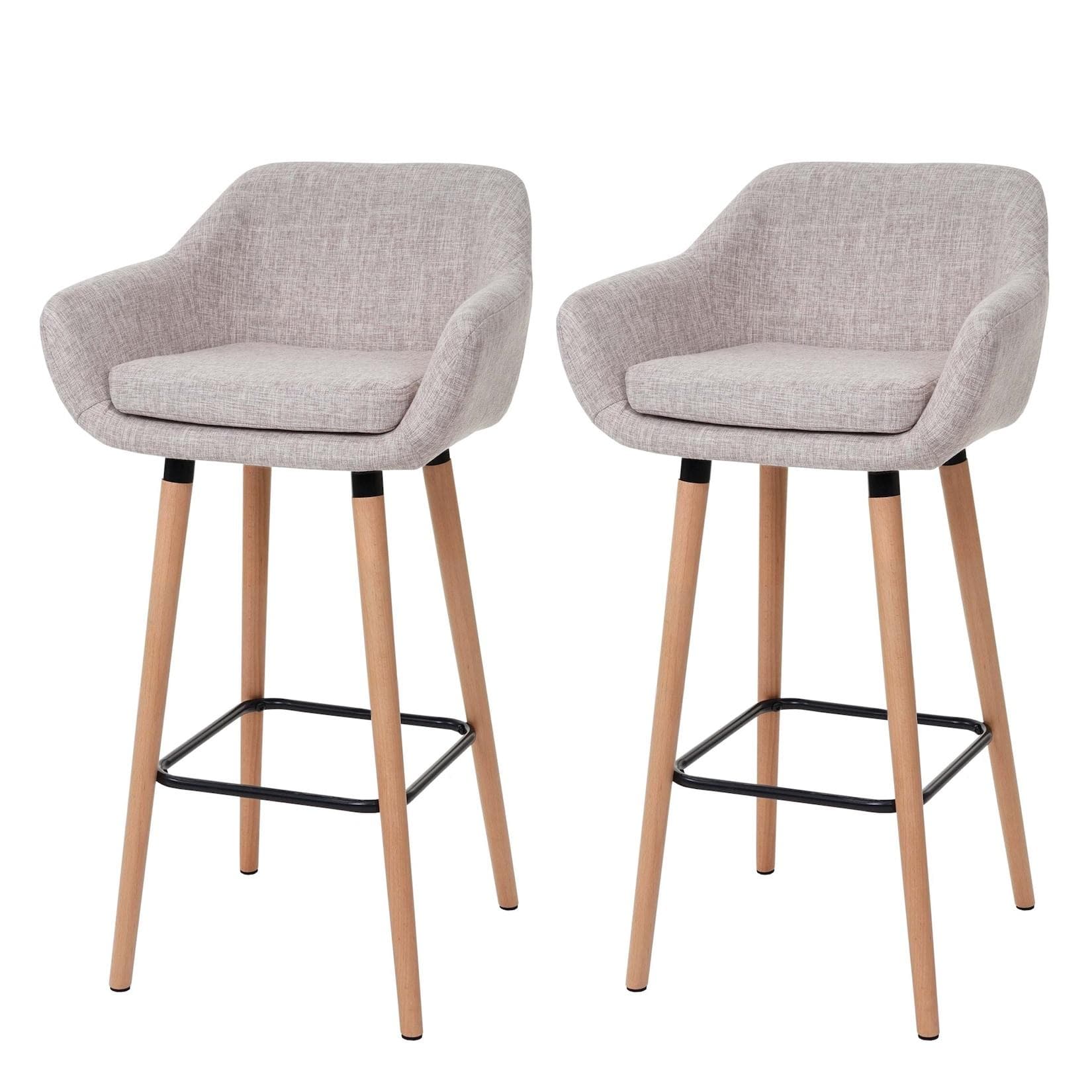 MCW 2er-Set Barhocker Vaasa T381 Textil Creme Grau
