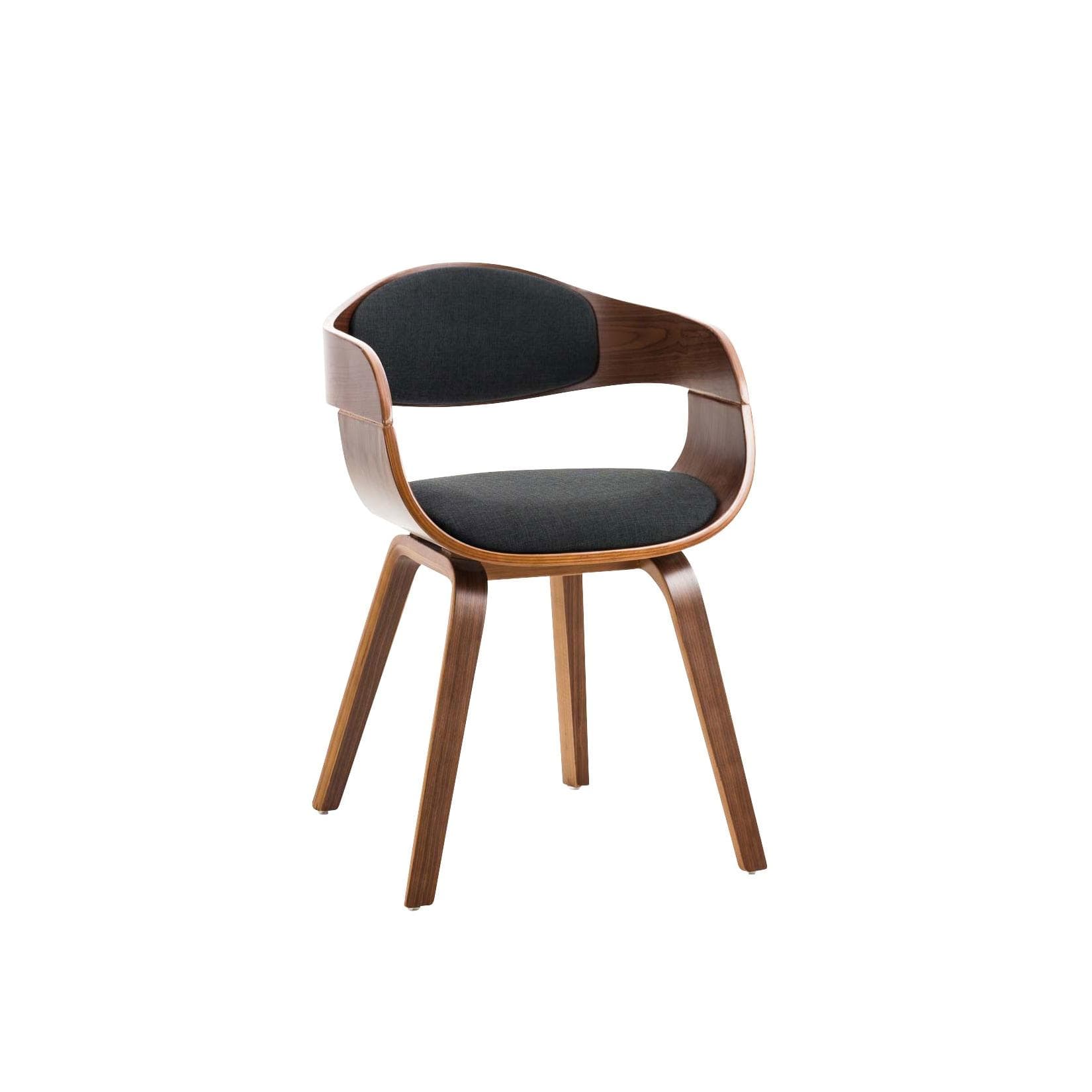 Stoff Besucherstuhl mit Walnuss Gestell & schwarzer Sitzpolsterung