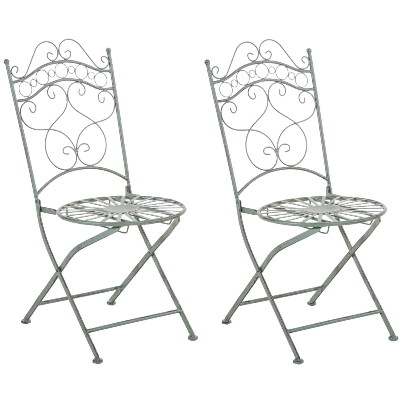 CLP Eisenstühle Indra Jugendstil 2er Set Gartenstühle Antik Handgefertigt