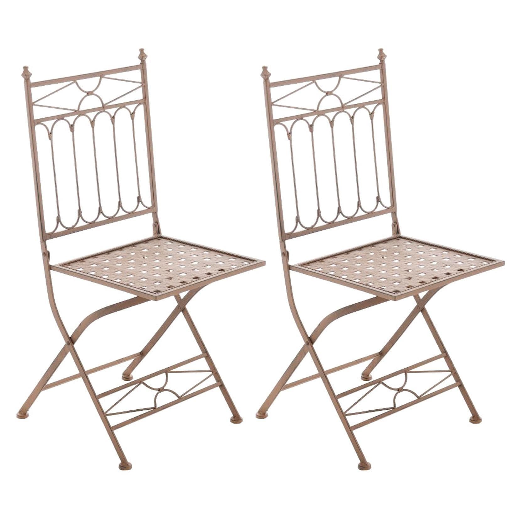 CLP 2er Set Eisen-Klappstuhl ASINA Nostalgisches Design Gartenstuhl