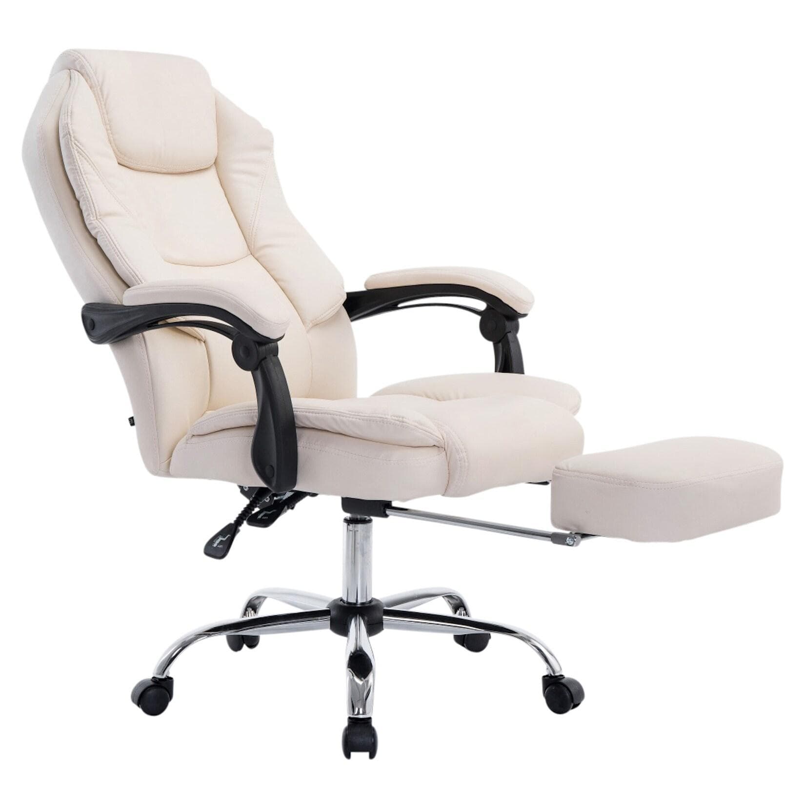 Drehbarer & Höhenverstellbarer Schreibtischstuhl aus Kunstleder in Creme