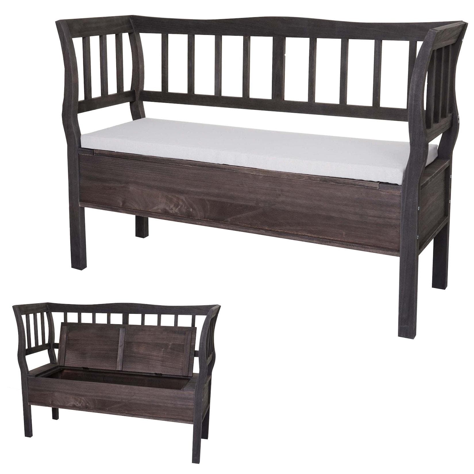 MCW Sitztruhe H207 Grau-Braun Shabby Stauraum mit Kissen