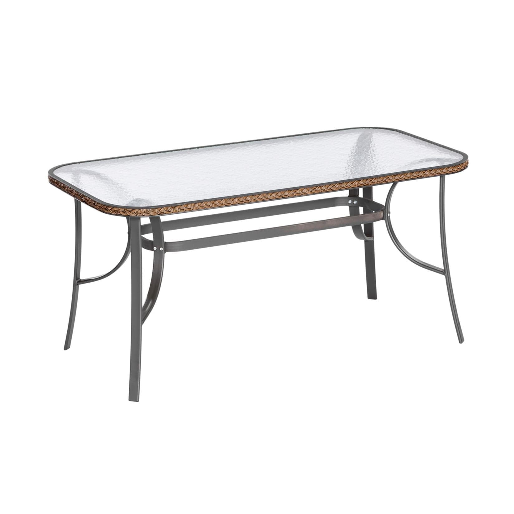Merxx Gartentisch Roma Anthrazit Glas Natur Rattan Optik