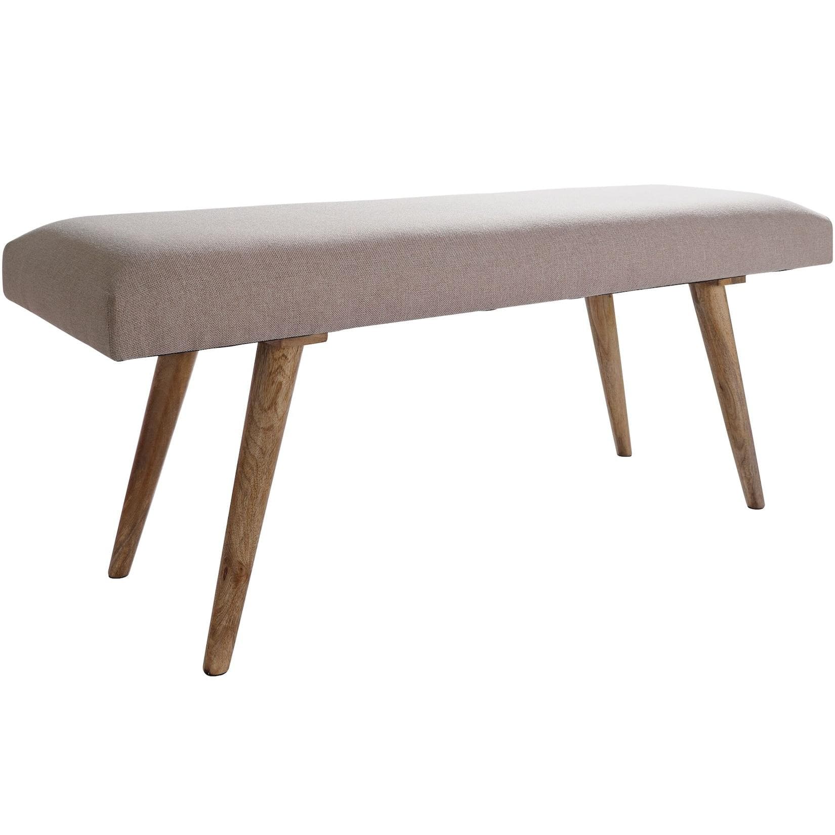 FINEBUY Retro Sitzbank Beige Mangoholz Polsterbank