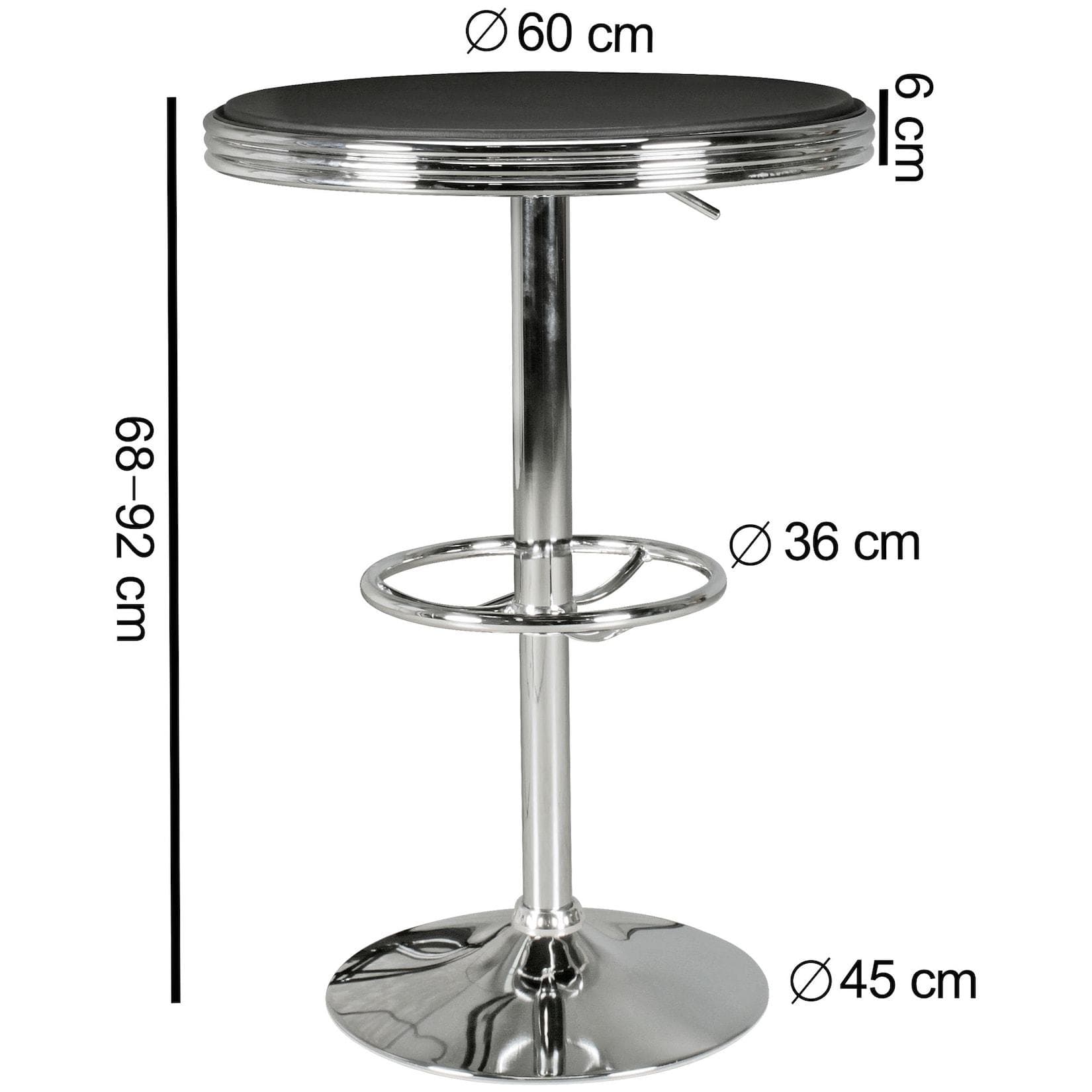 FineBuy Bartisch American Diner Schwarz Alu Design