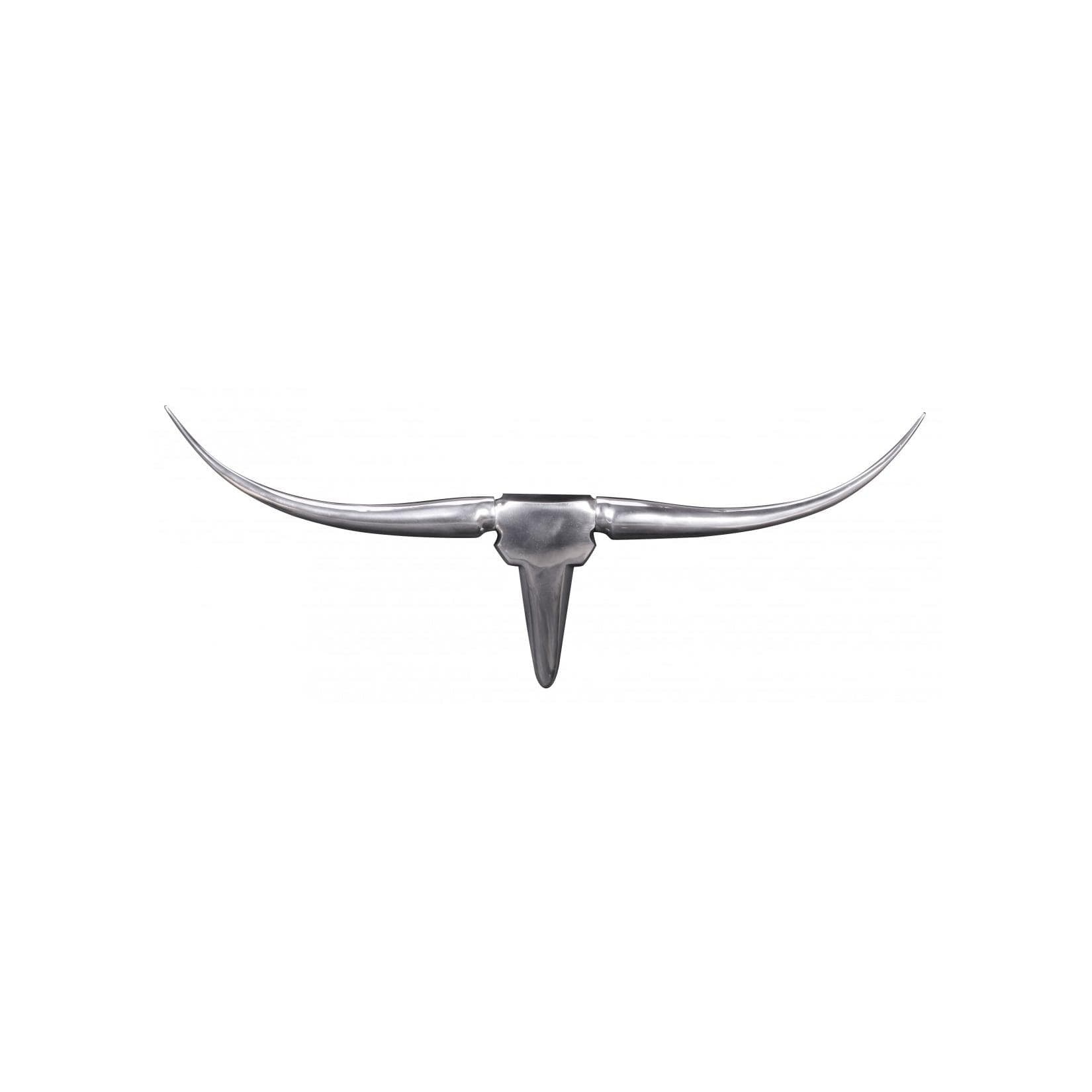 FineBuy Bull Geweih S Wanddekoration Silber Aluminium