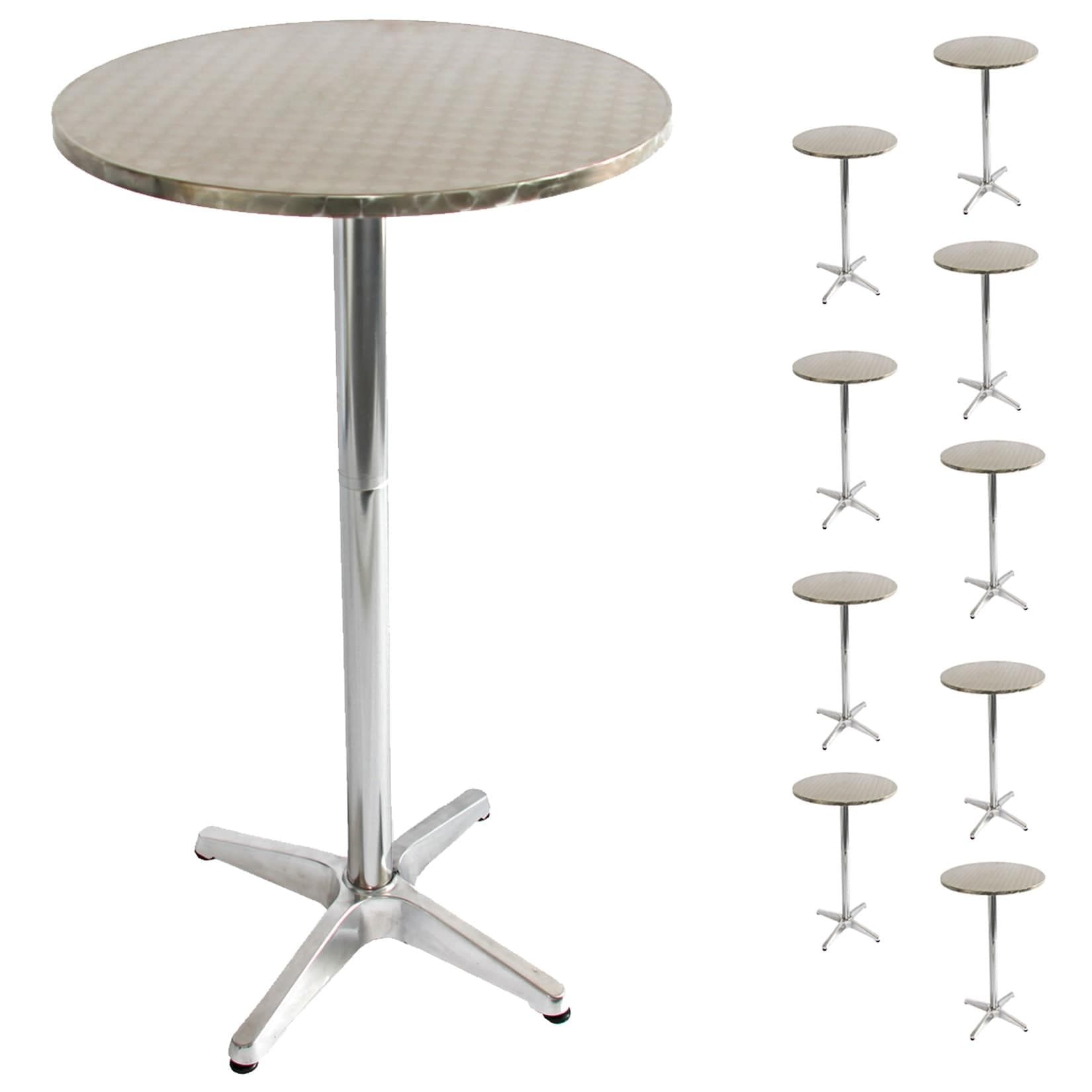 MCW 10er-Set Alu-Stehtisch Höhenverstellbar Silber