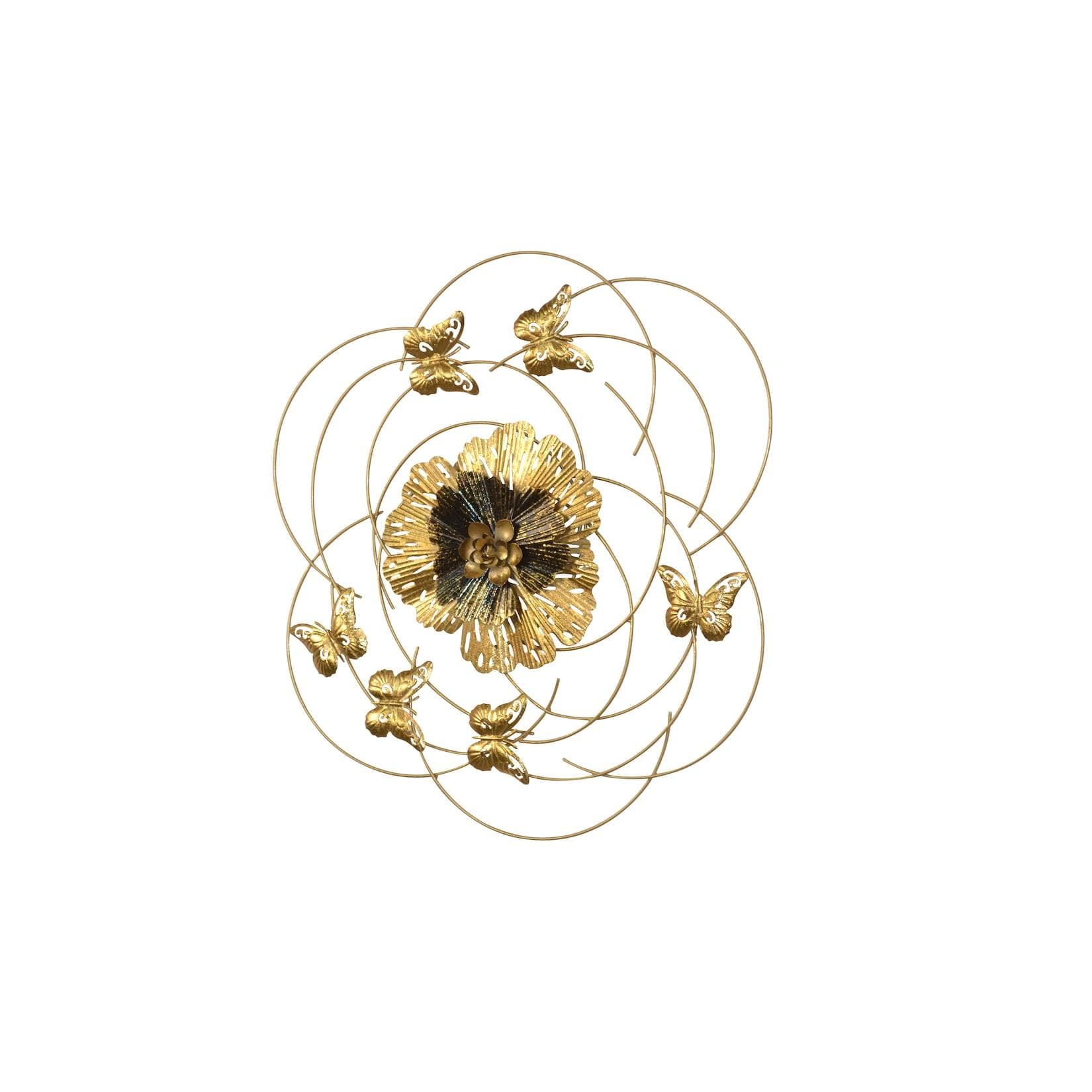 möbel direkt online Wanddekoration Kai Gold Metall Blüte Schmetterlinge