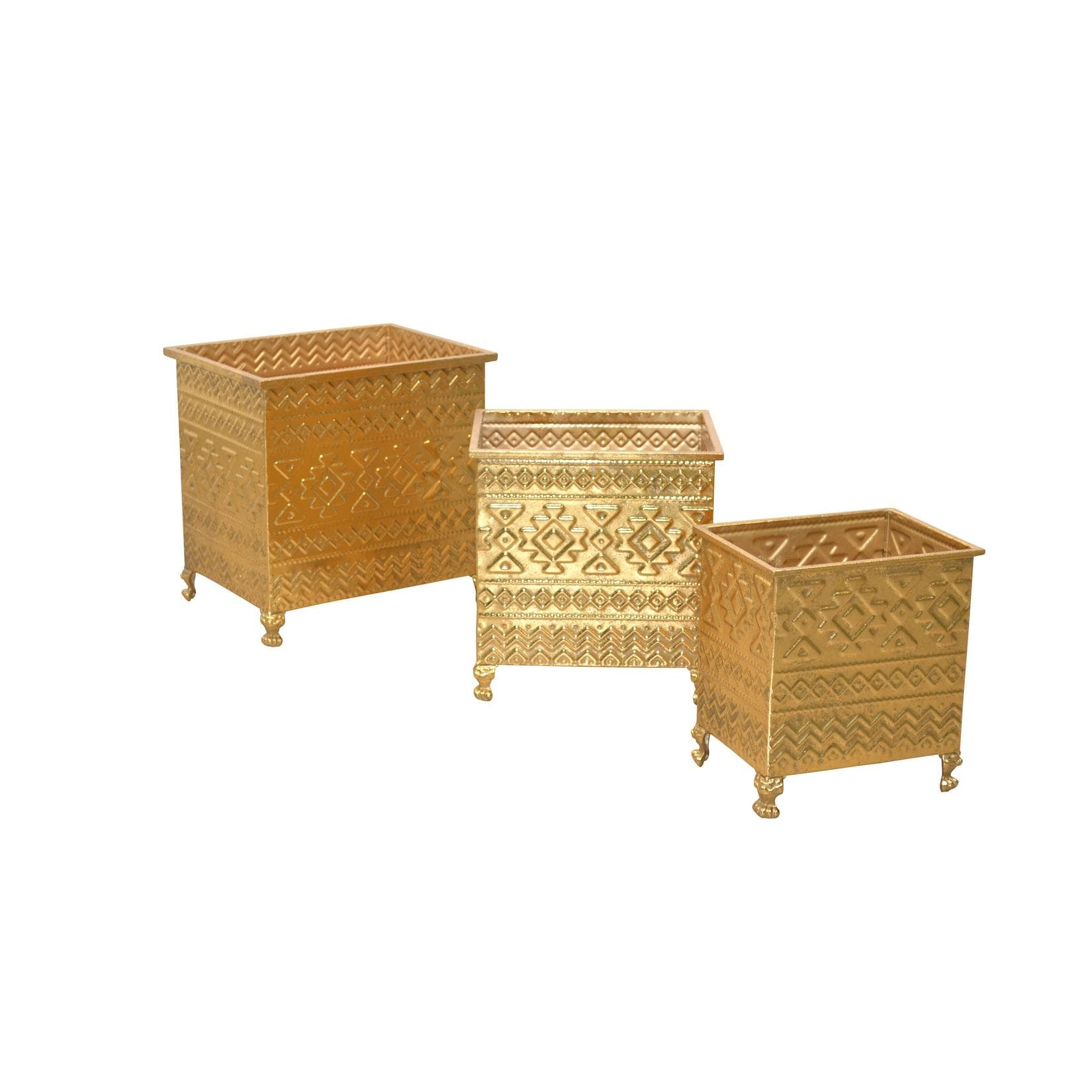 Übertopf Ronja Spar-Set Goldfarben Verziert - moebel-direkt-online