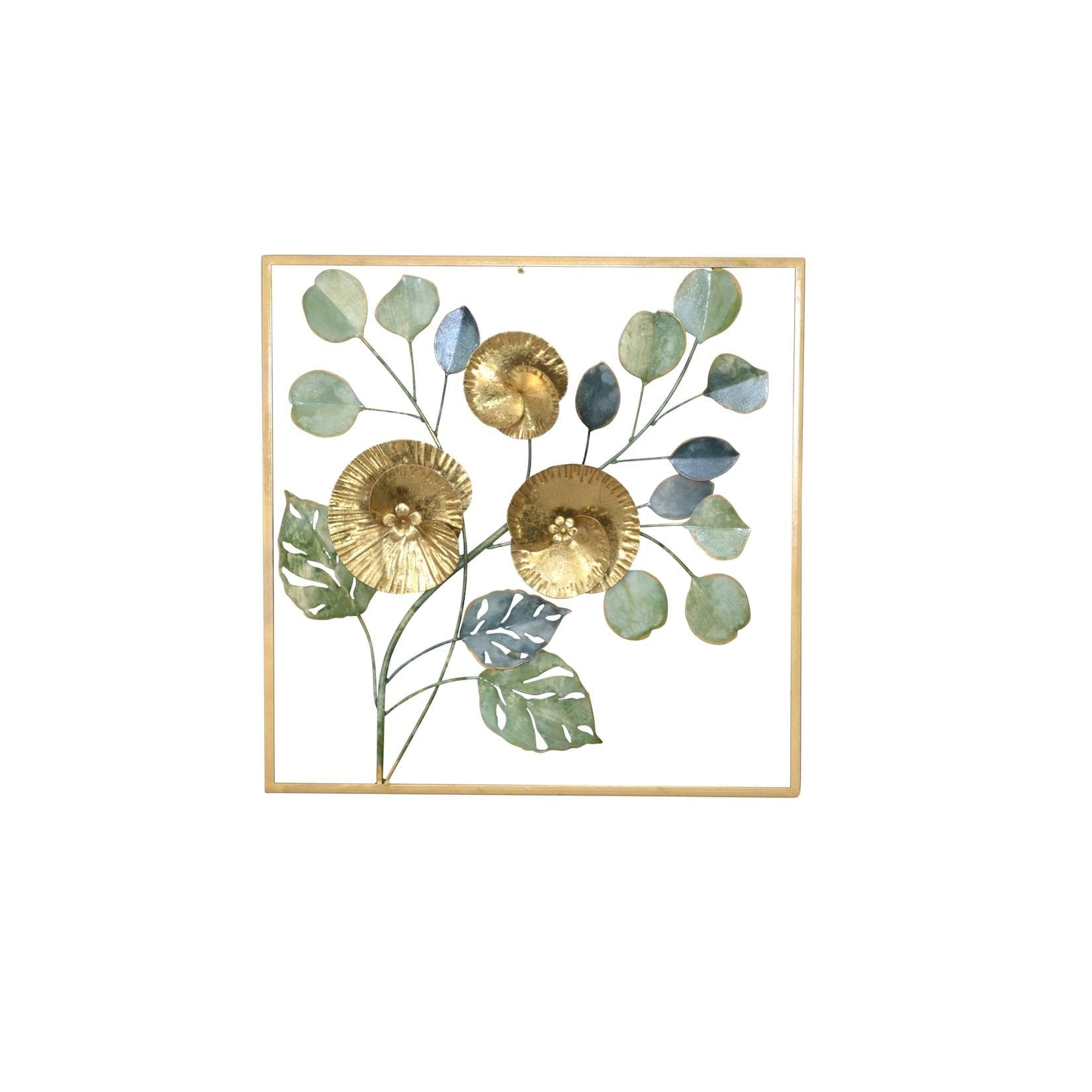 HOFMANN LIVING AND MORE Wanddekoration Metall Gold Blau Grün Floral