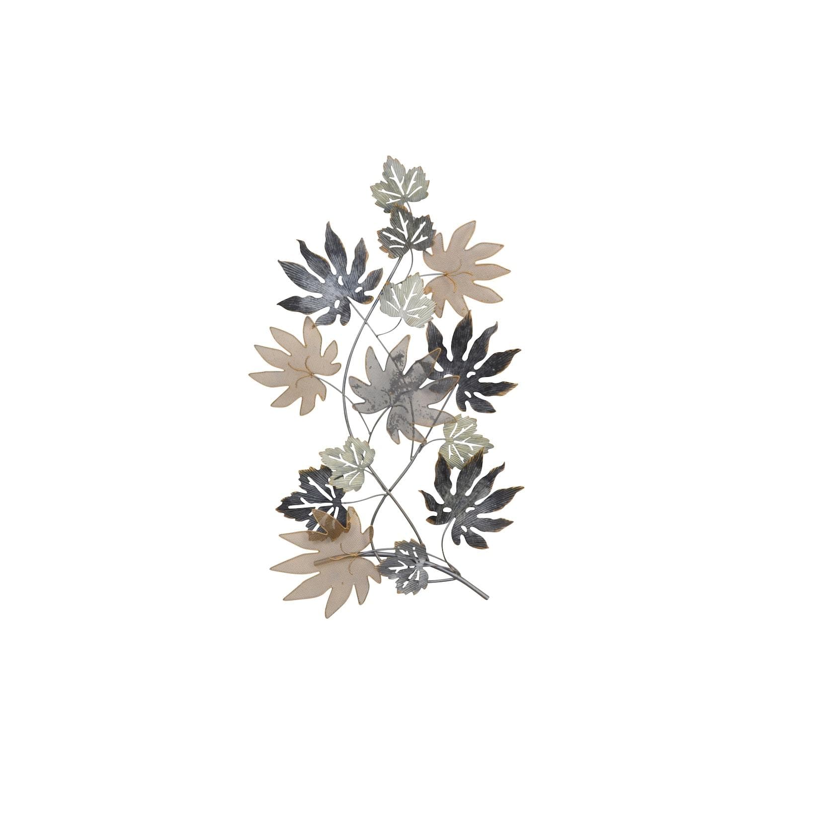 möbel direkt online Wanddekoration Blätter Metall Beige/Silber/Schwarz