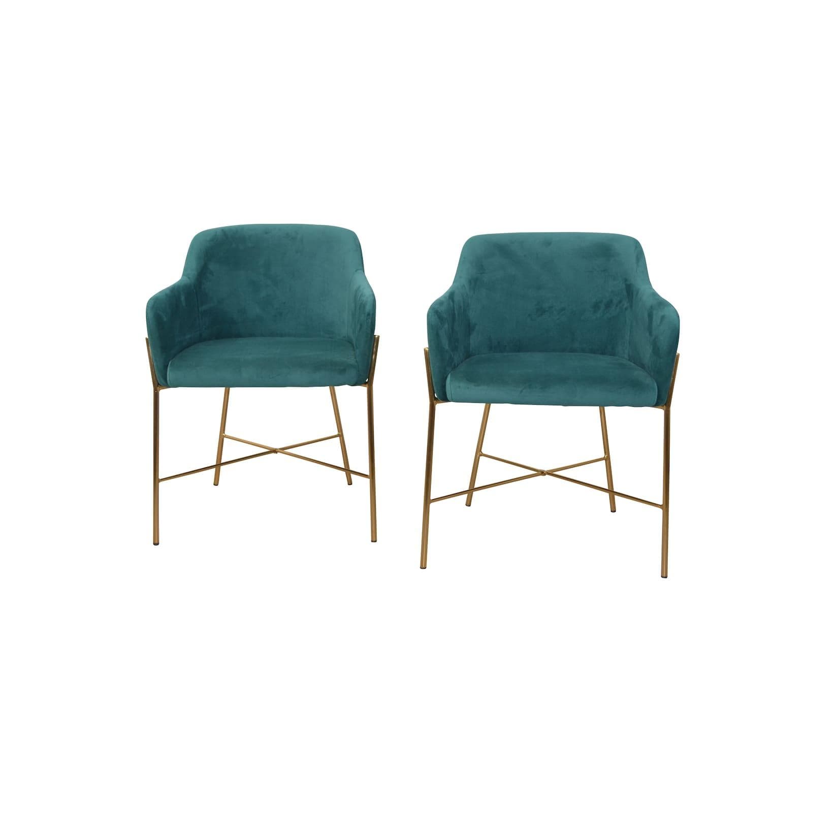 möbel direkt online Samt-Polsterstuhl Neddy 2er Set Gold