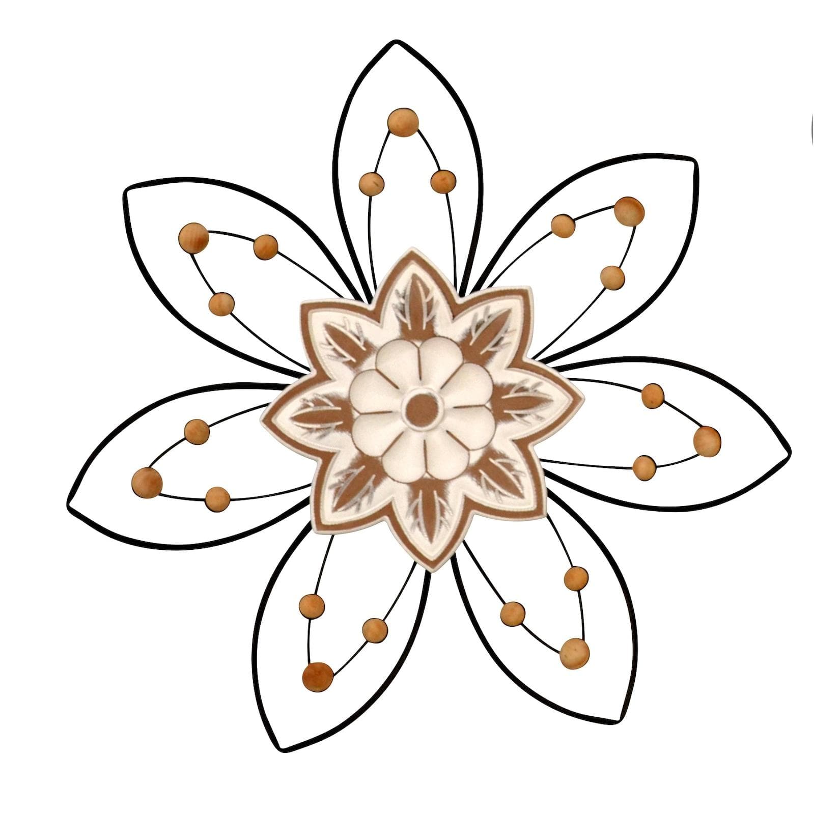 HOFMANN LIVING AND MORE Wanddekoobjekt: Metall-Blüte mit Mattivholz