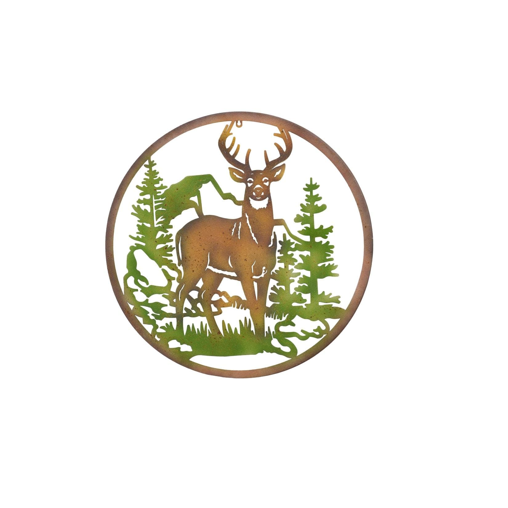 möbel direkt online Wandbild Hirsch Naturmotiv Metall Grün/Braun
