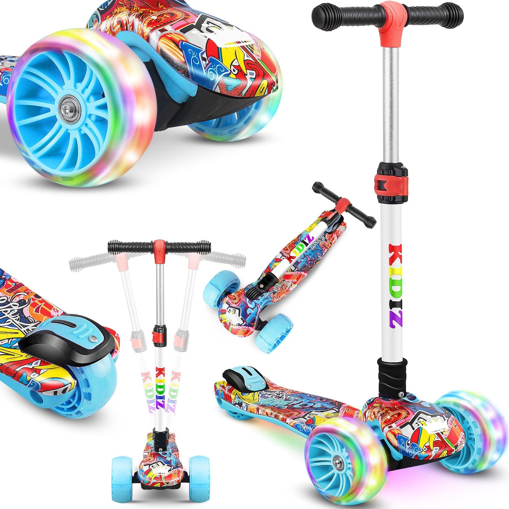 KIDIZ X-Pro2 Kinder Scooter - Faltbar, LED Räder, höhenverstellbar