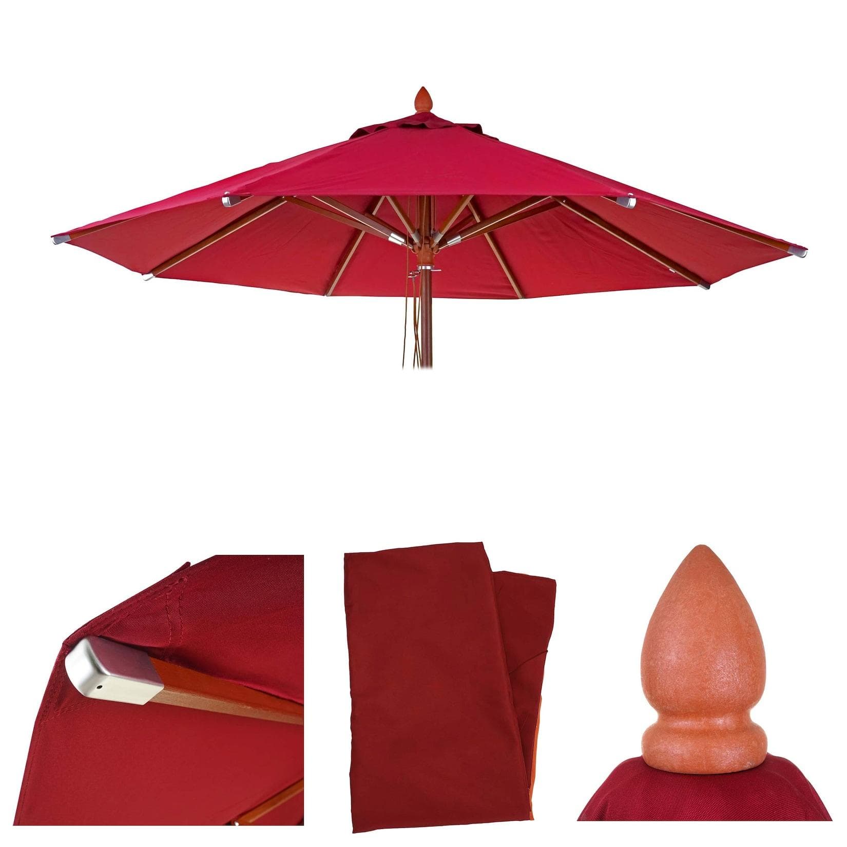 MCW Ersatz-Bezug Gastronomie Holz-Sonnenschirm Ø4m Polyester Bordeaux