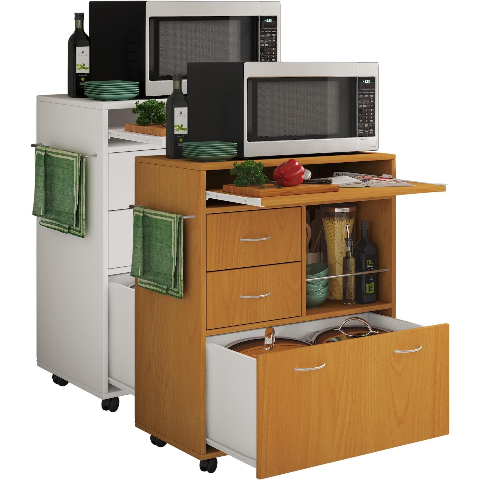 VCM Küchenwagen Kicha: Servierwagen mit Ausziehbarer Arbeitsfläche