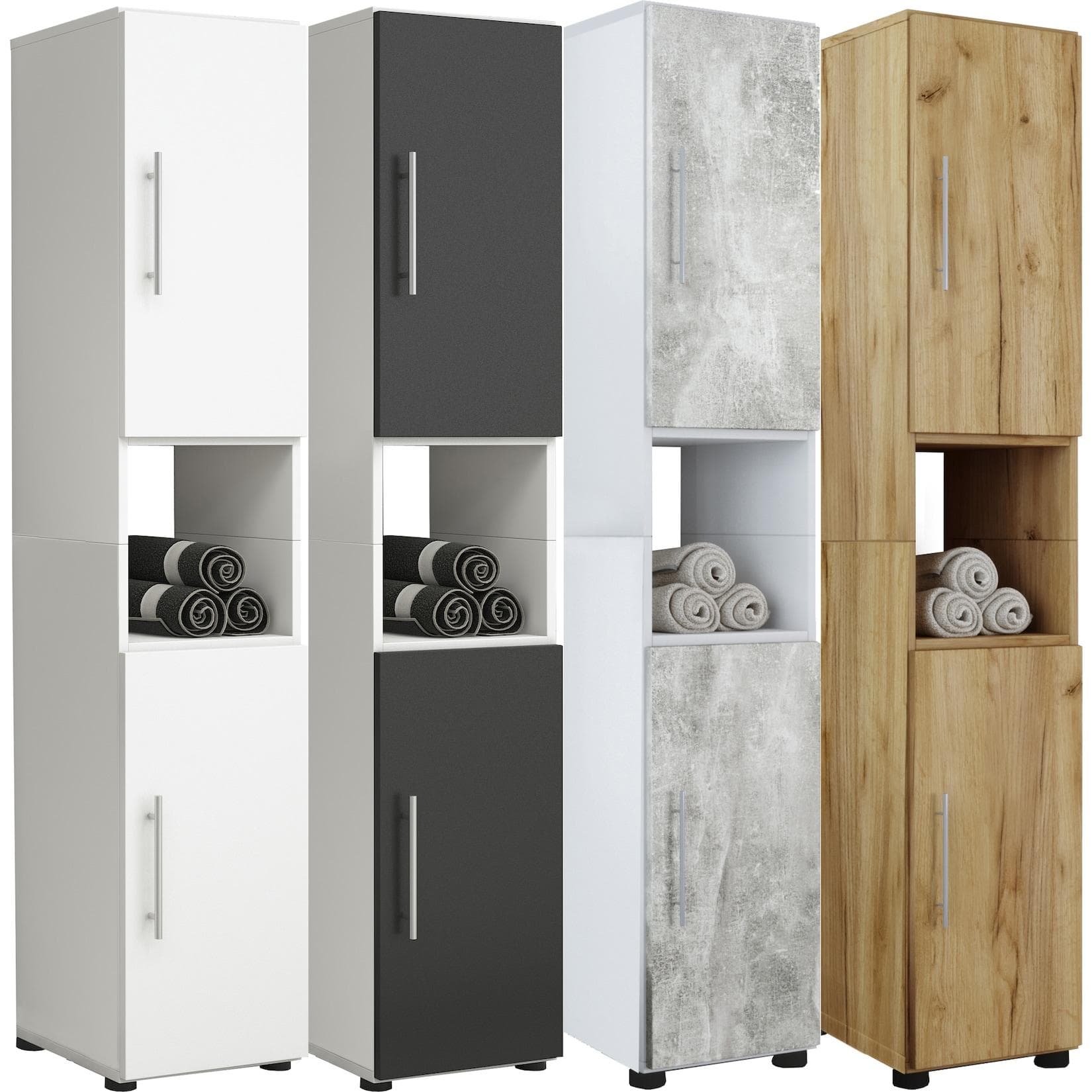 VCM Badschrank Flandu Grau Holz