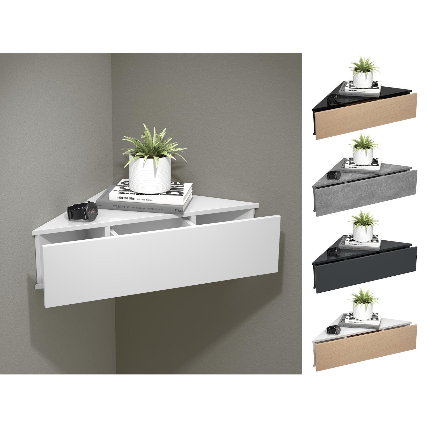 VCM Nachttisch Usal S Wandregal mit Schublade Braun/Schwarz