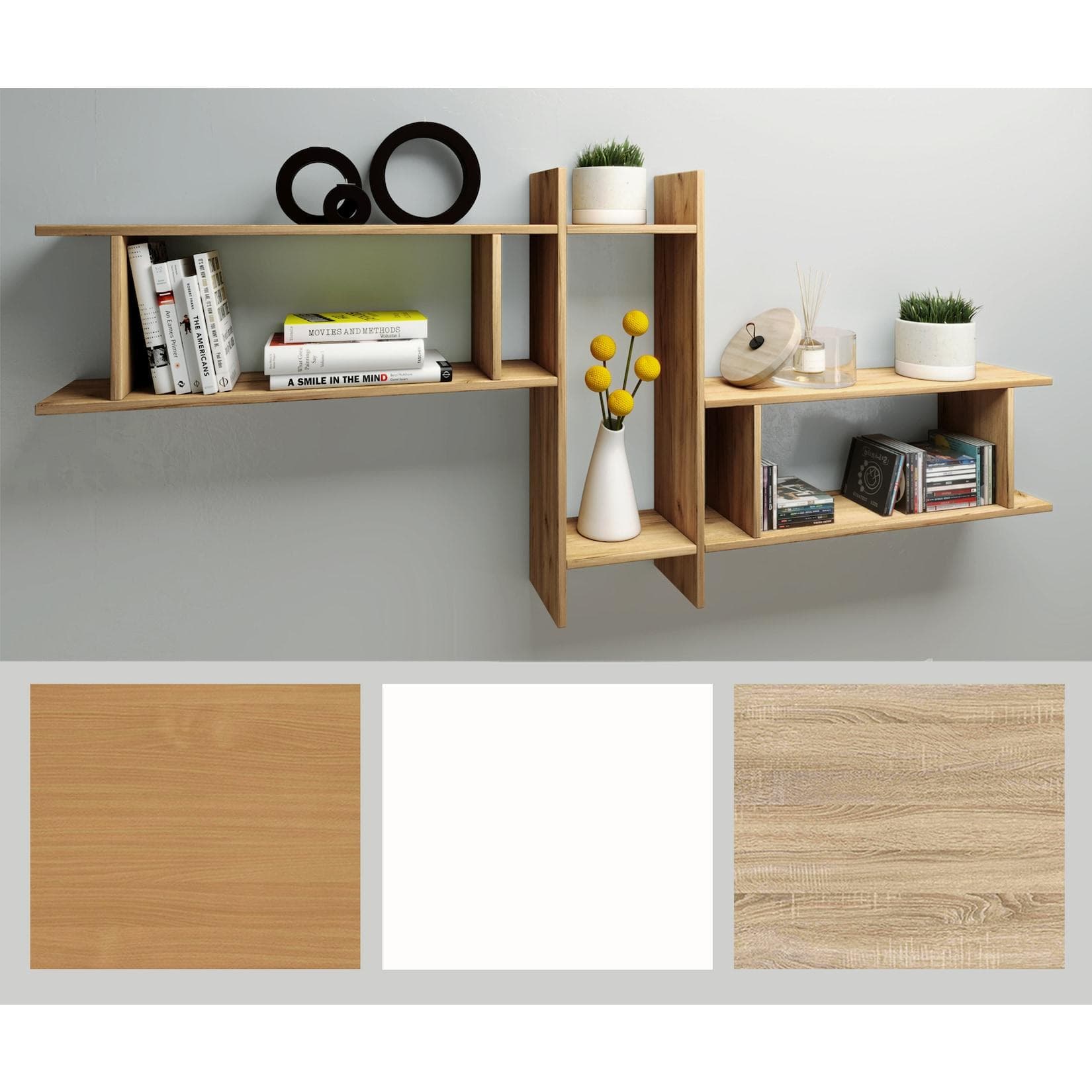 VCM Wandregal Sirola Maxi Braun Holzstruktur 188cm