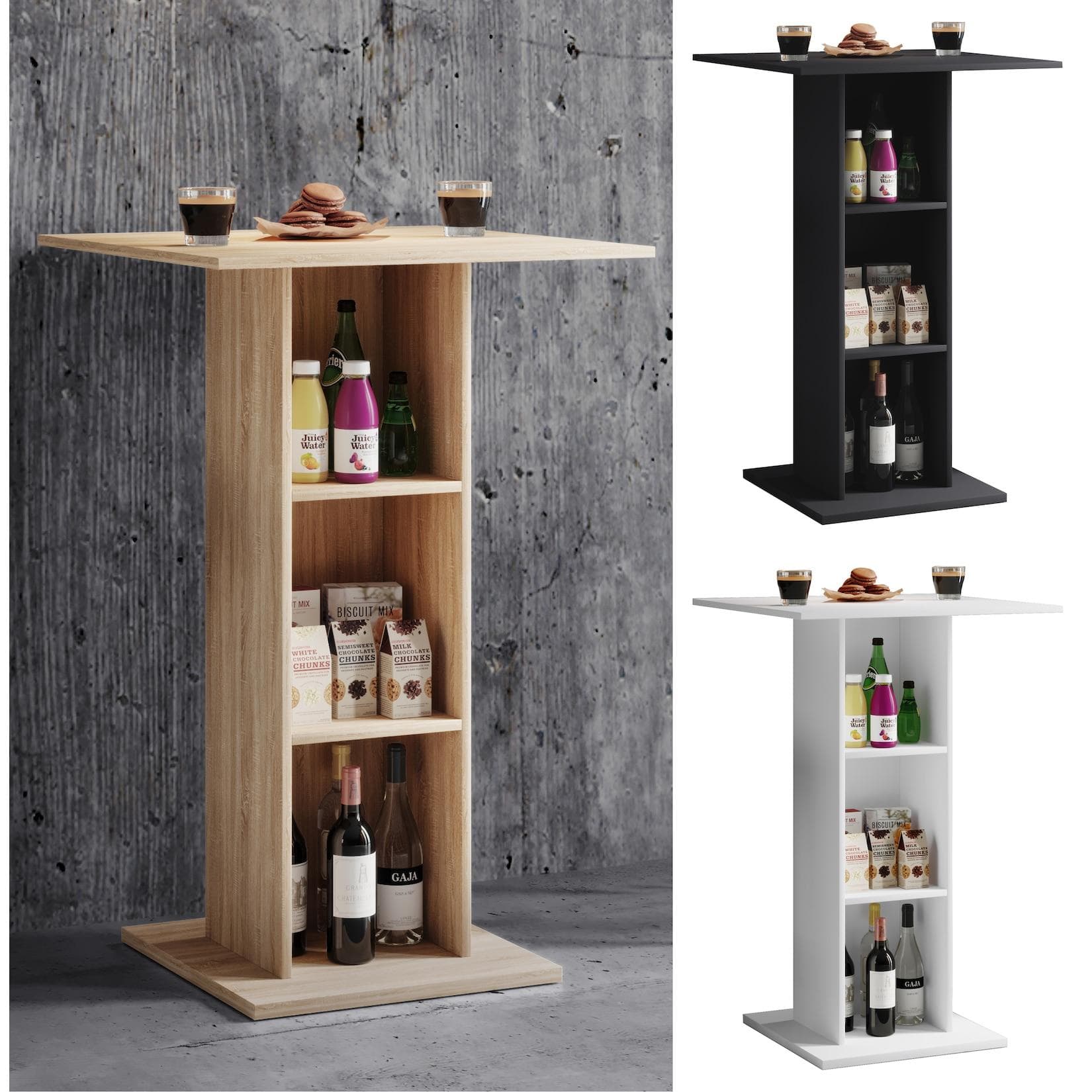 VCM Bartisch Standos Holz Stehtisch Sonoma-Eiche 70x70cm