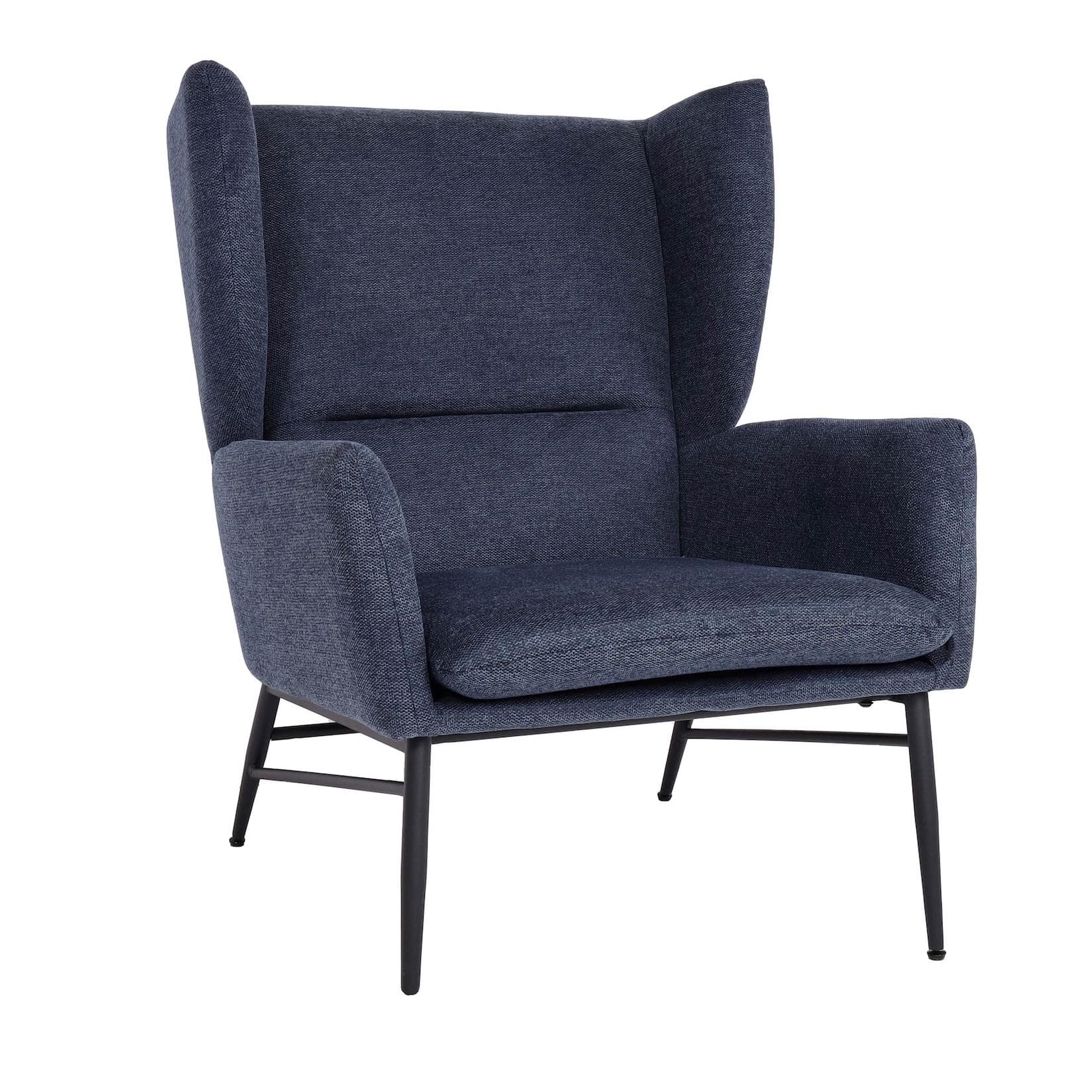 Lounge-Sessel MCW-L62 Ohrensessel Cocktailsessel Stoff Metall Blau