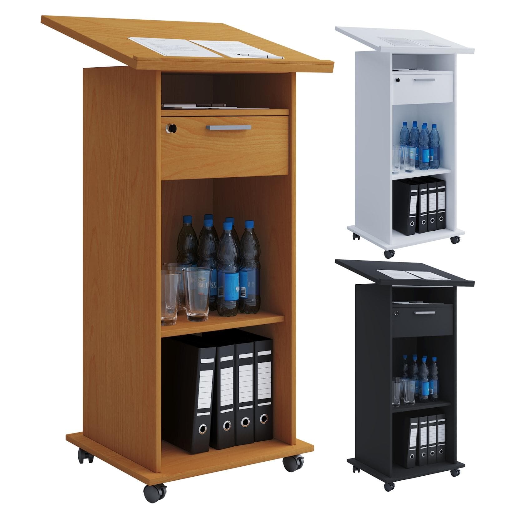 VCM Stehpult Melta Schwarz Höhenverstellbar mit Rollen