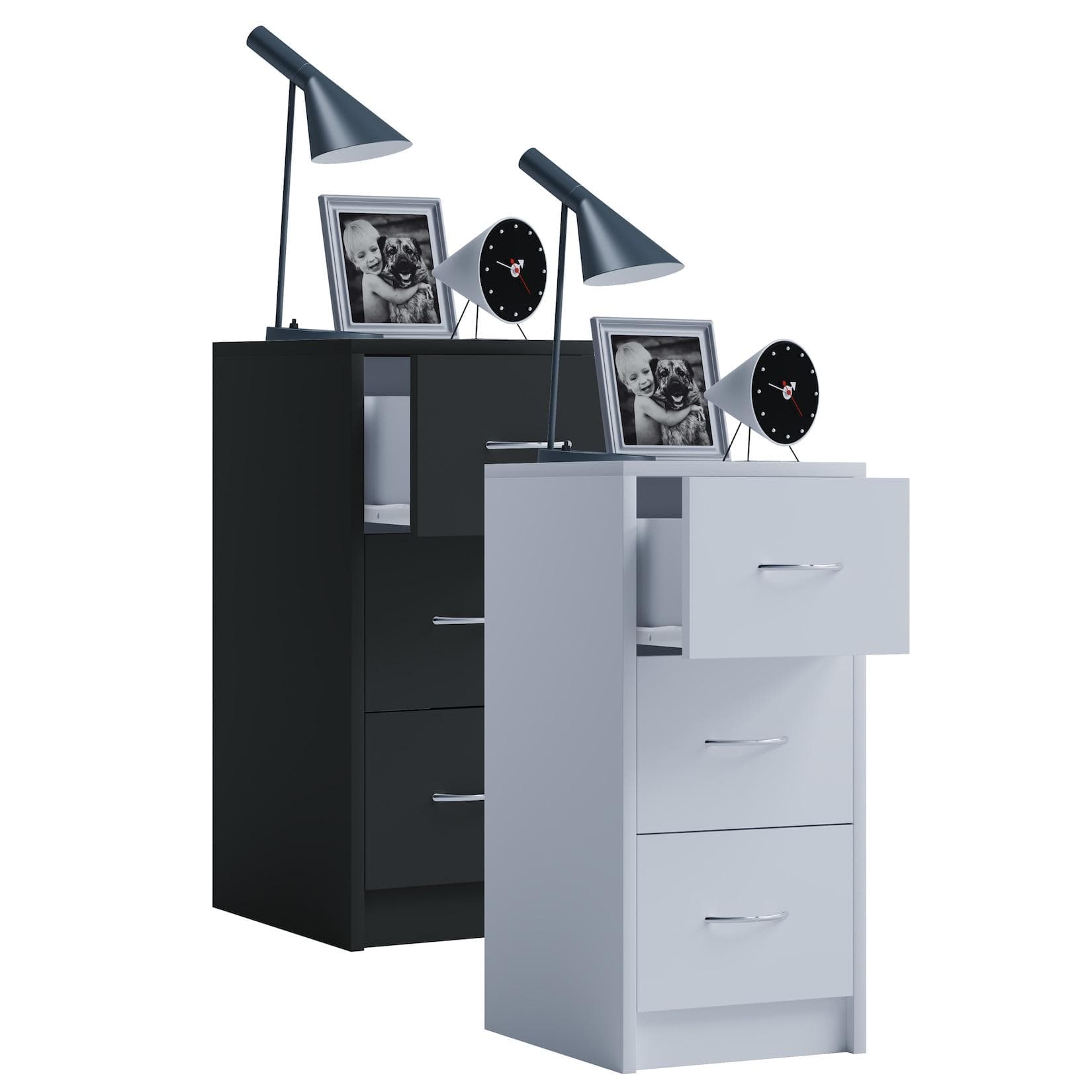 VCM Boxal Maxi Nachttisch Holz Schubladen Alu-Griffe