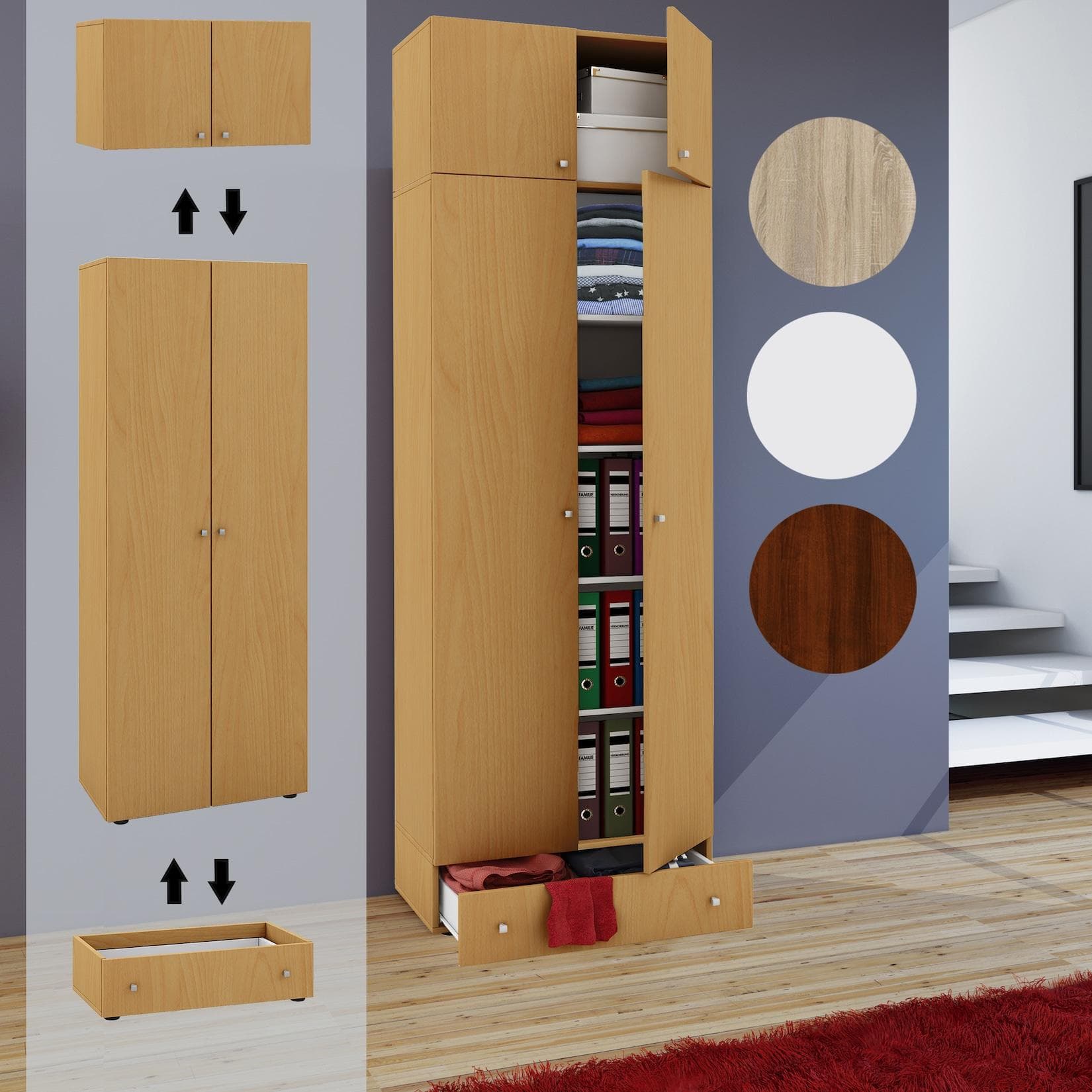 VCM Kleiderschrank Vandol Drehtüren Braun Holzoptik